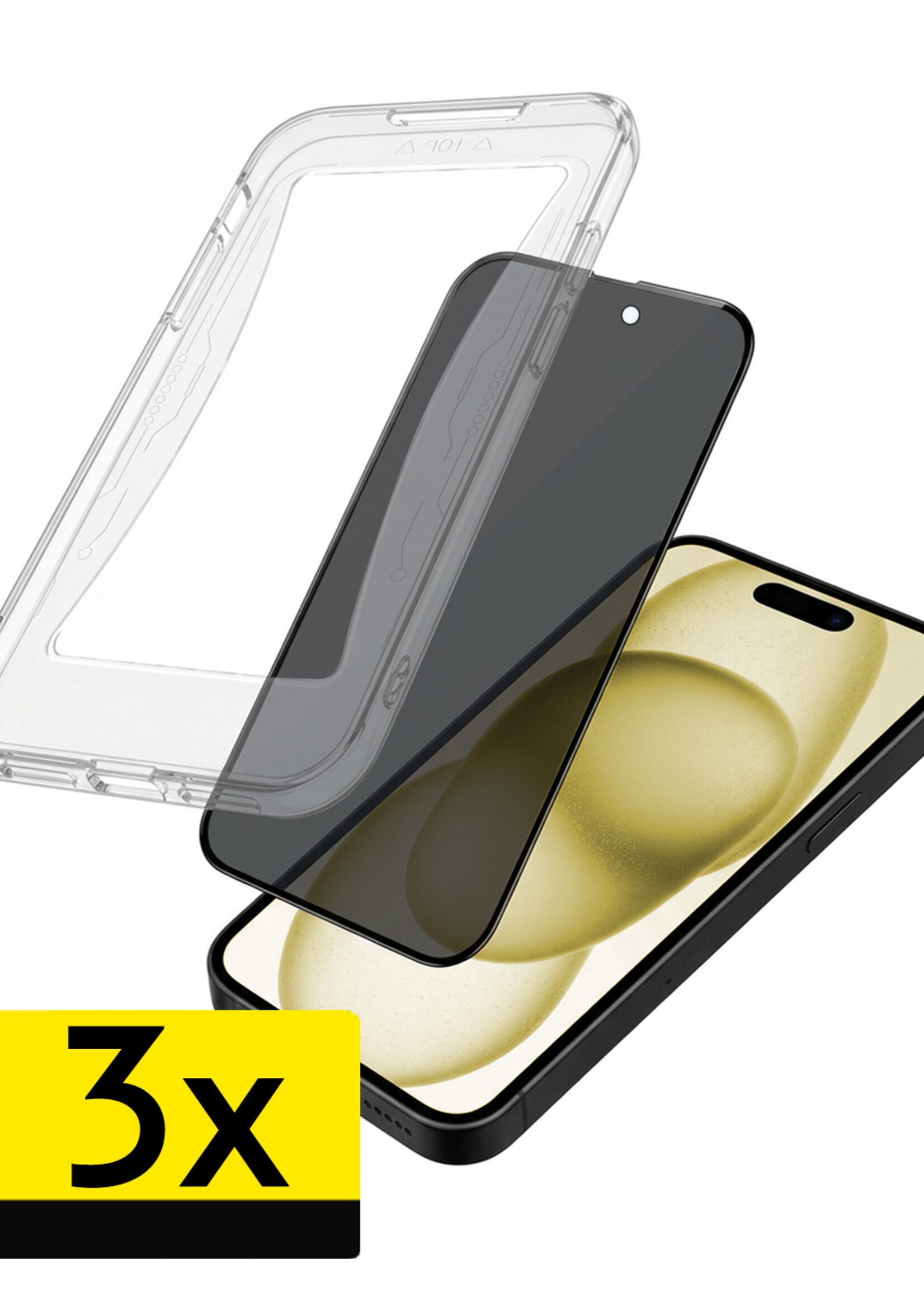 LUQ LUQ iPhone 15 Hybrid Privacy Screenprotector - 3 PACK