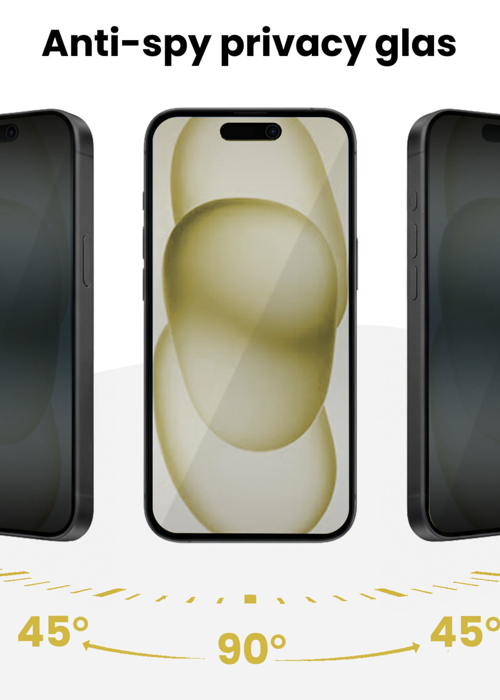 LUQ LUQ iPhone 15 Hybrid Privacy Screenprotector - 3 PACK
