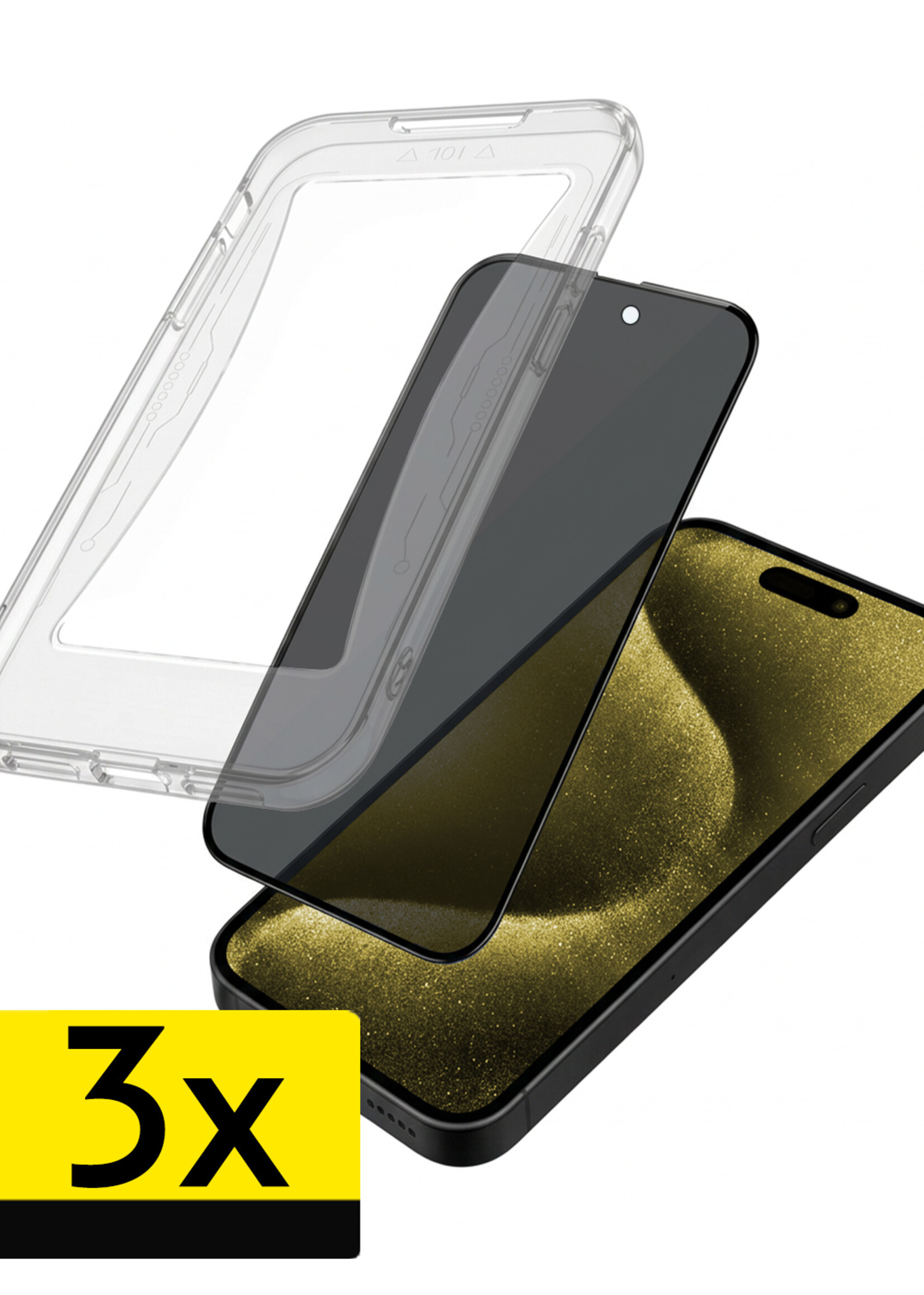 LUQ LUQ iPhone 15 Pro Hybrid Privacy Screenprotector - 3 PACK