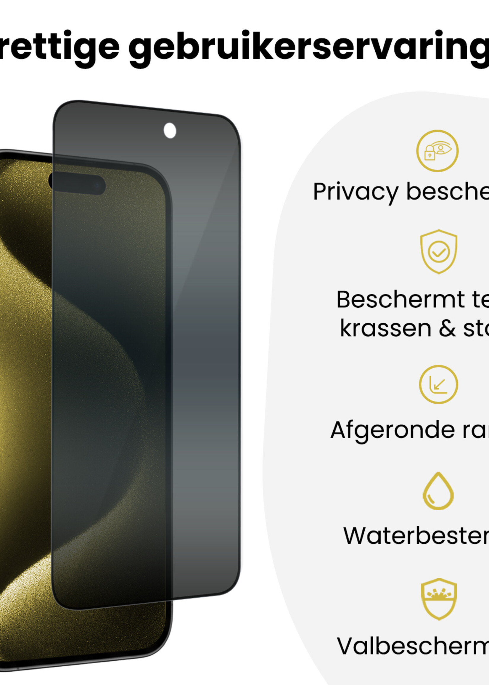 LUQ LUQ iPhone 15 Pro Hybrid Privacy Screenprotector - 3 PACK