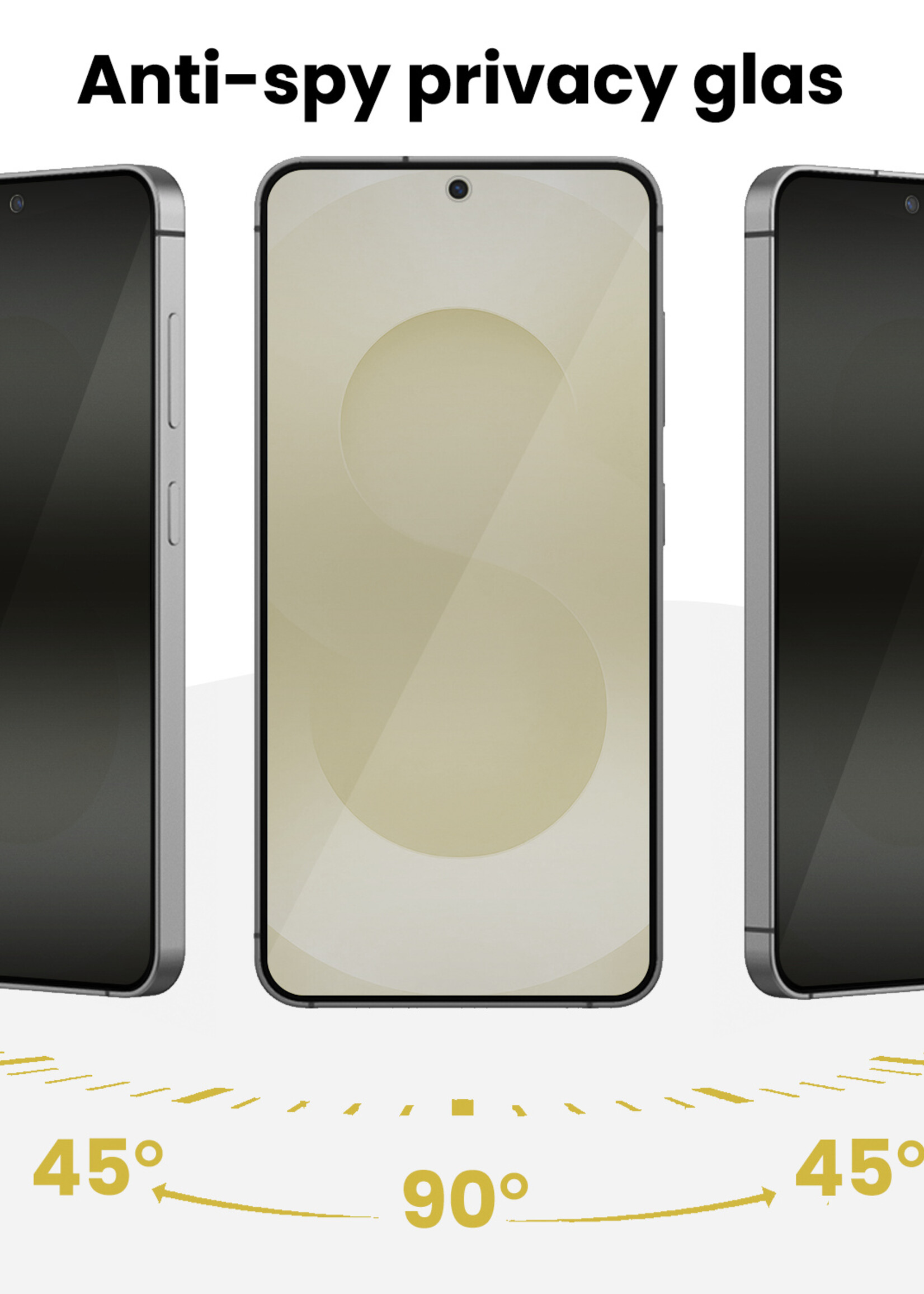 LUQ LUQ Samsung Galaxy S25 Plus Hybrid Privacy Screenprotector - 3 PACK