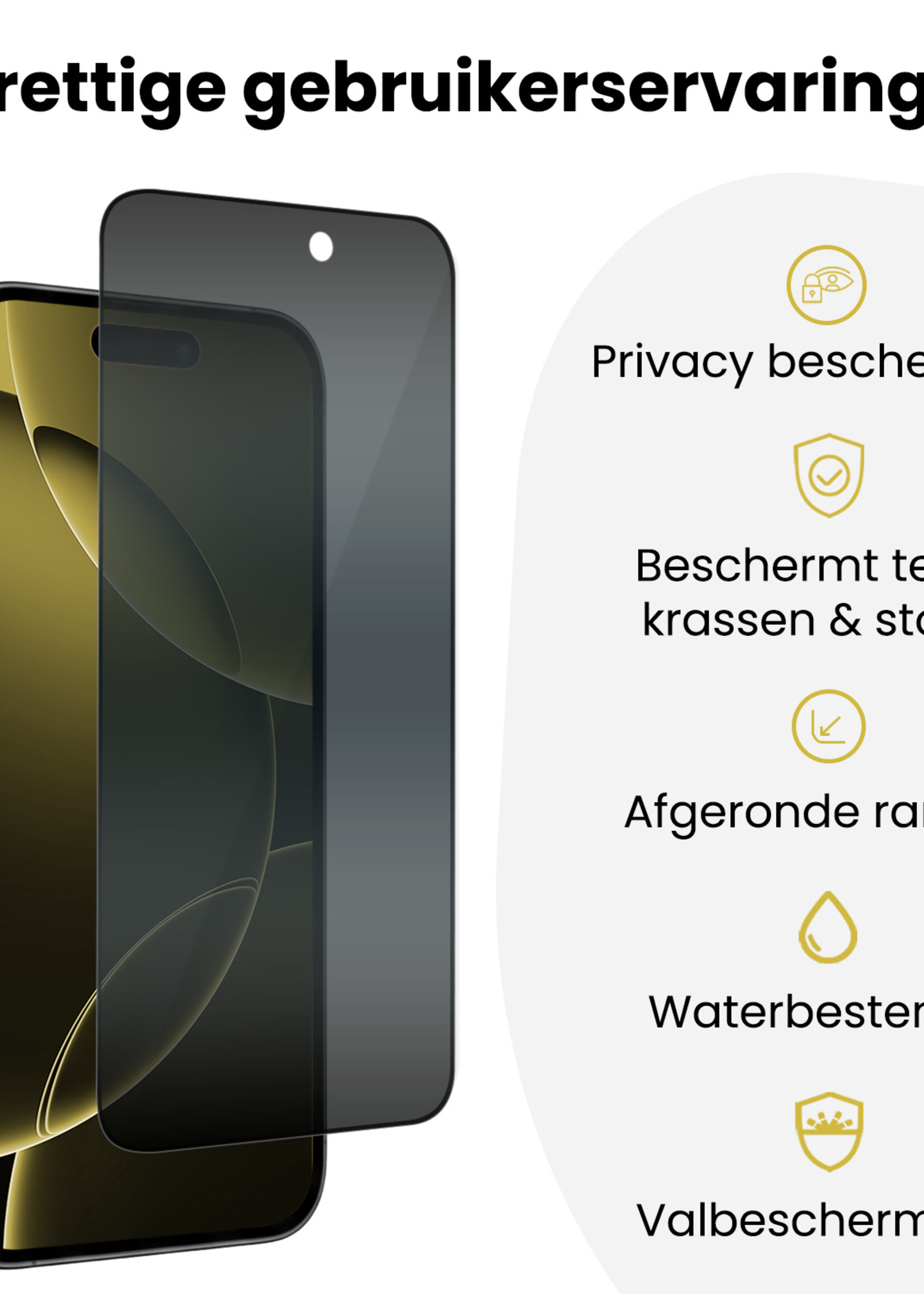 LUQ LUQ iPhone 16 Pro Max Hybrid Privacy Screenprotector - 3 PACK