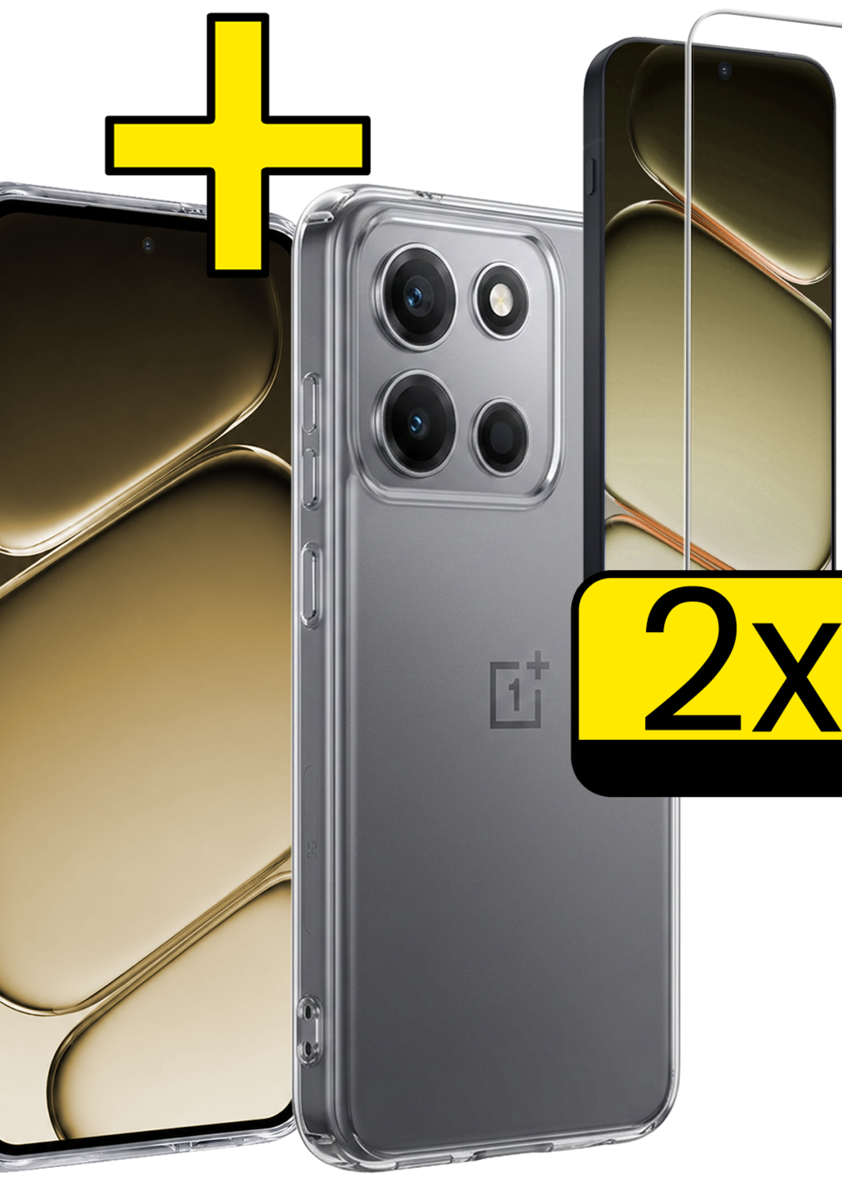 LUQ LUQ OnePlus Nord 6 Hoesje Siliconen Met 2x Screenprotector - Transparant