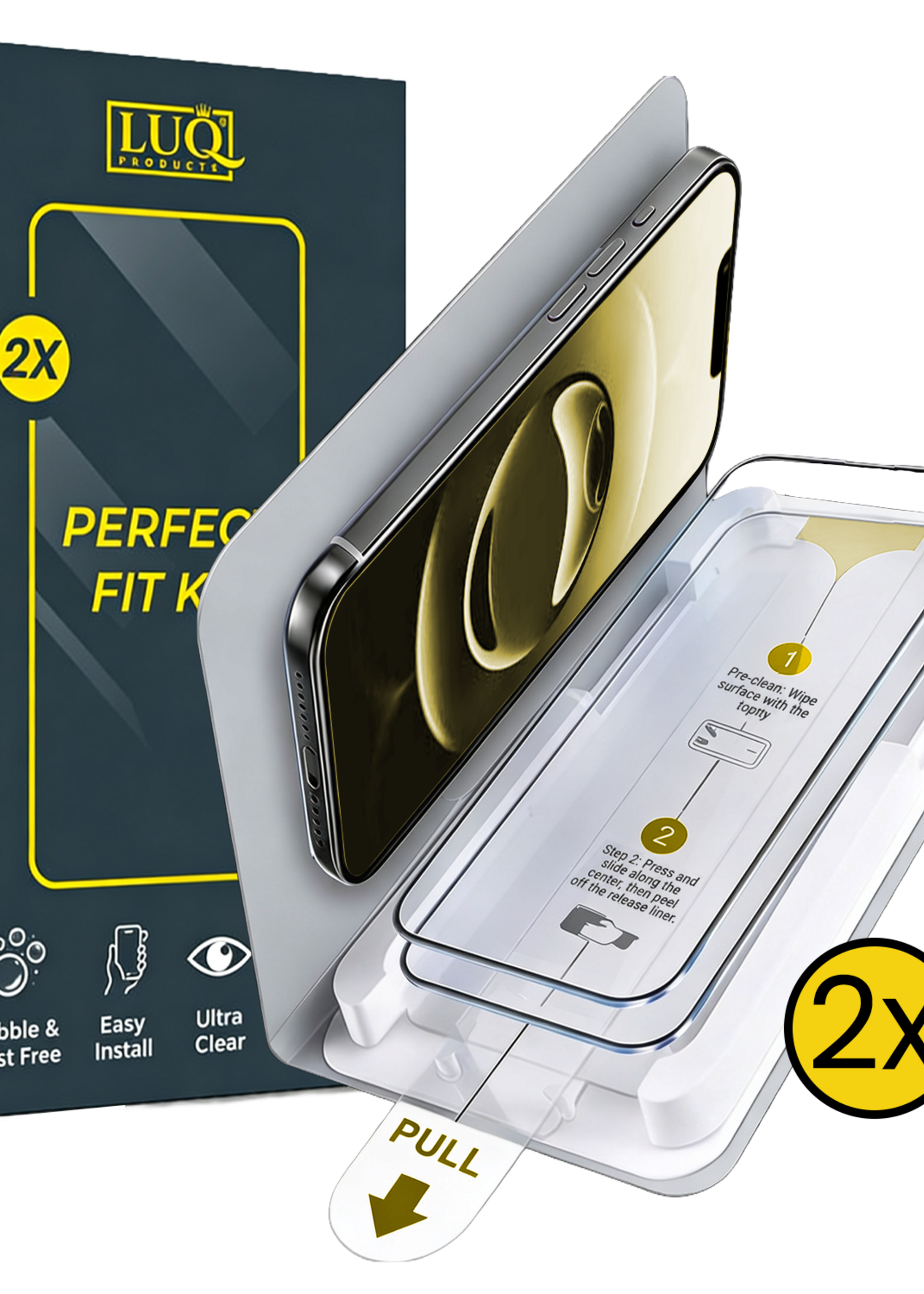 LUQ LUQ iPhone 16e Screenprotector Perfect Fit Kit - 2 PACK
