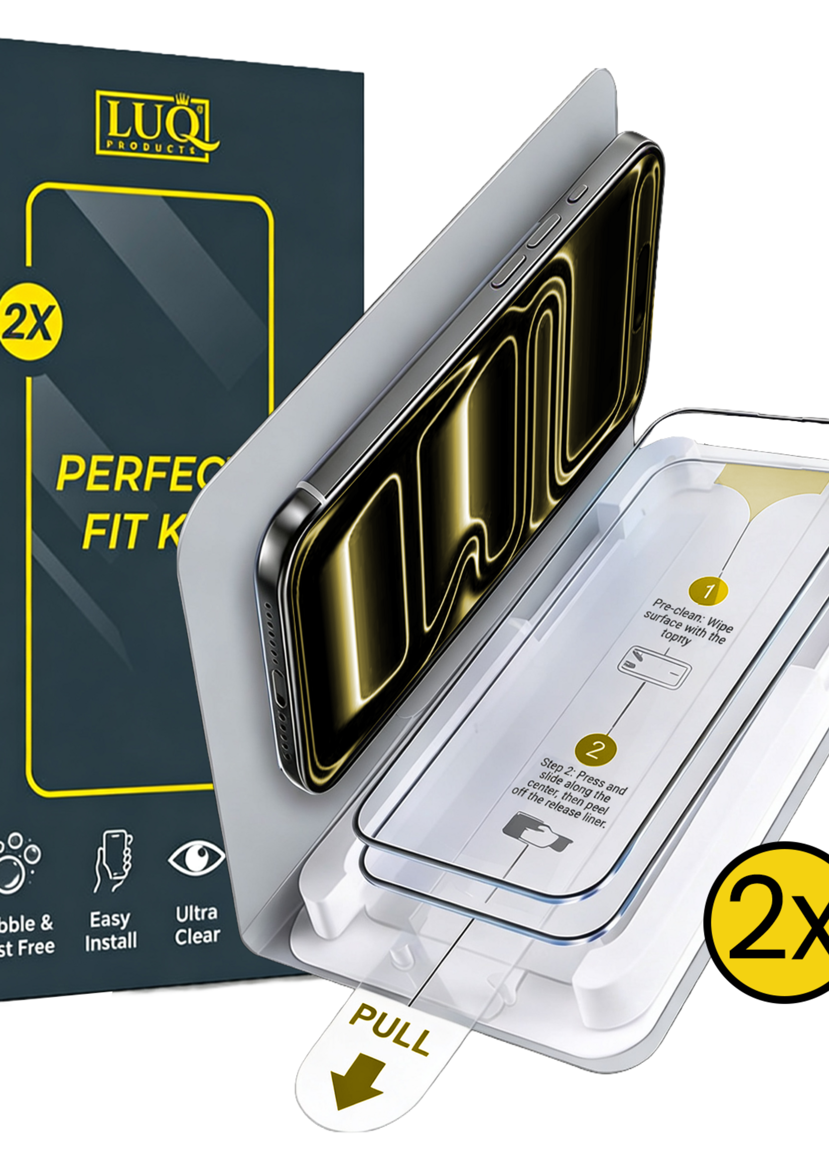 LUQ LUQ iPhone 17 Pro Max Screenprotector Perfect Fit Kit - 2 PACK