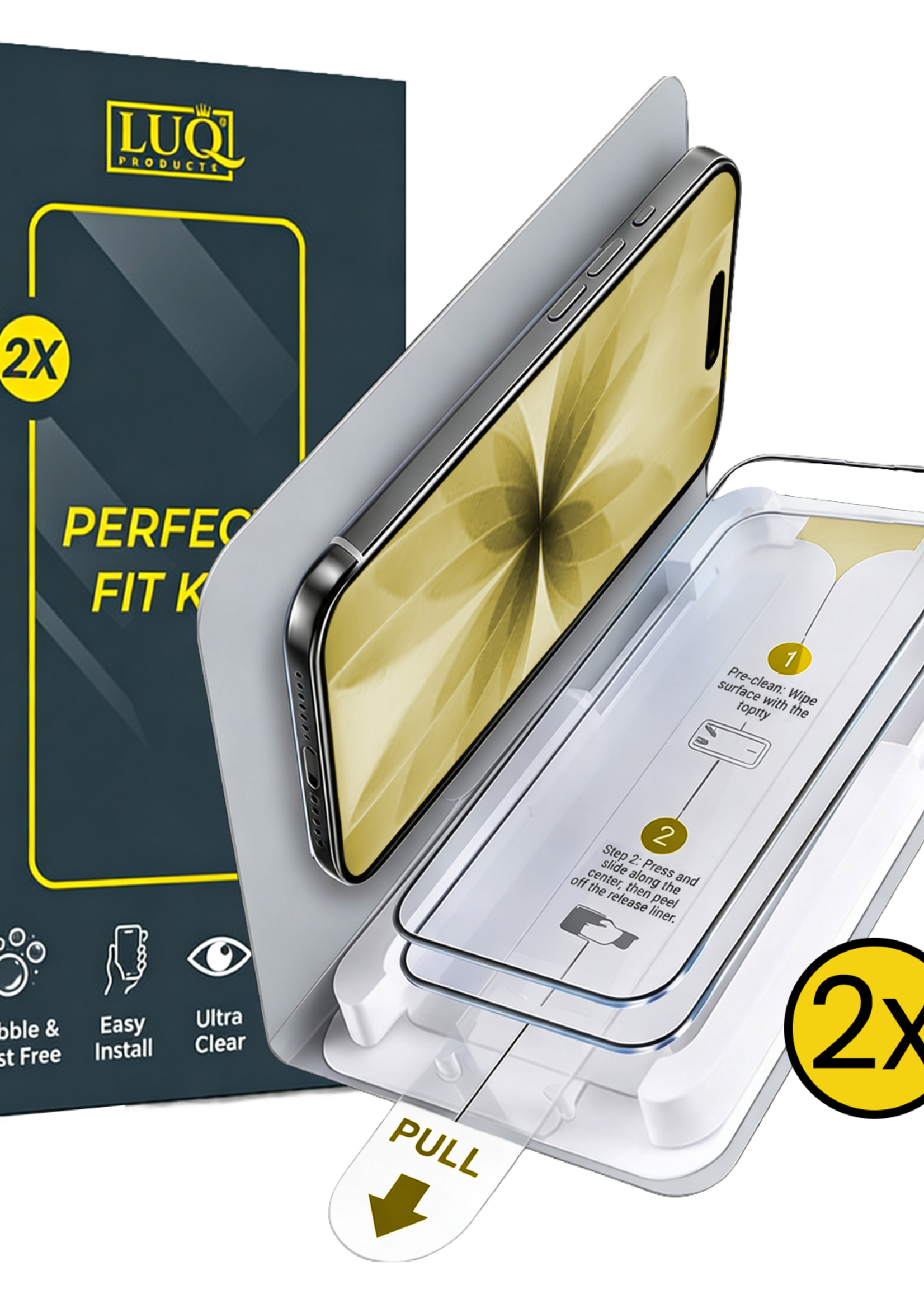 LUQ LUQ iPhone 17 Screenprotector Perfect Fit Kit - 2 PACK