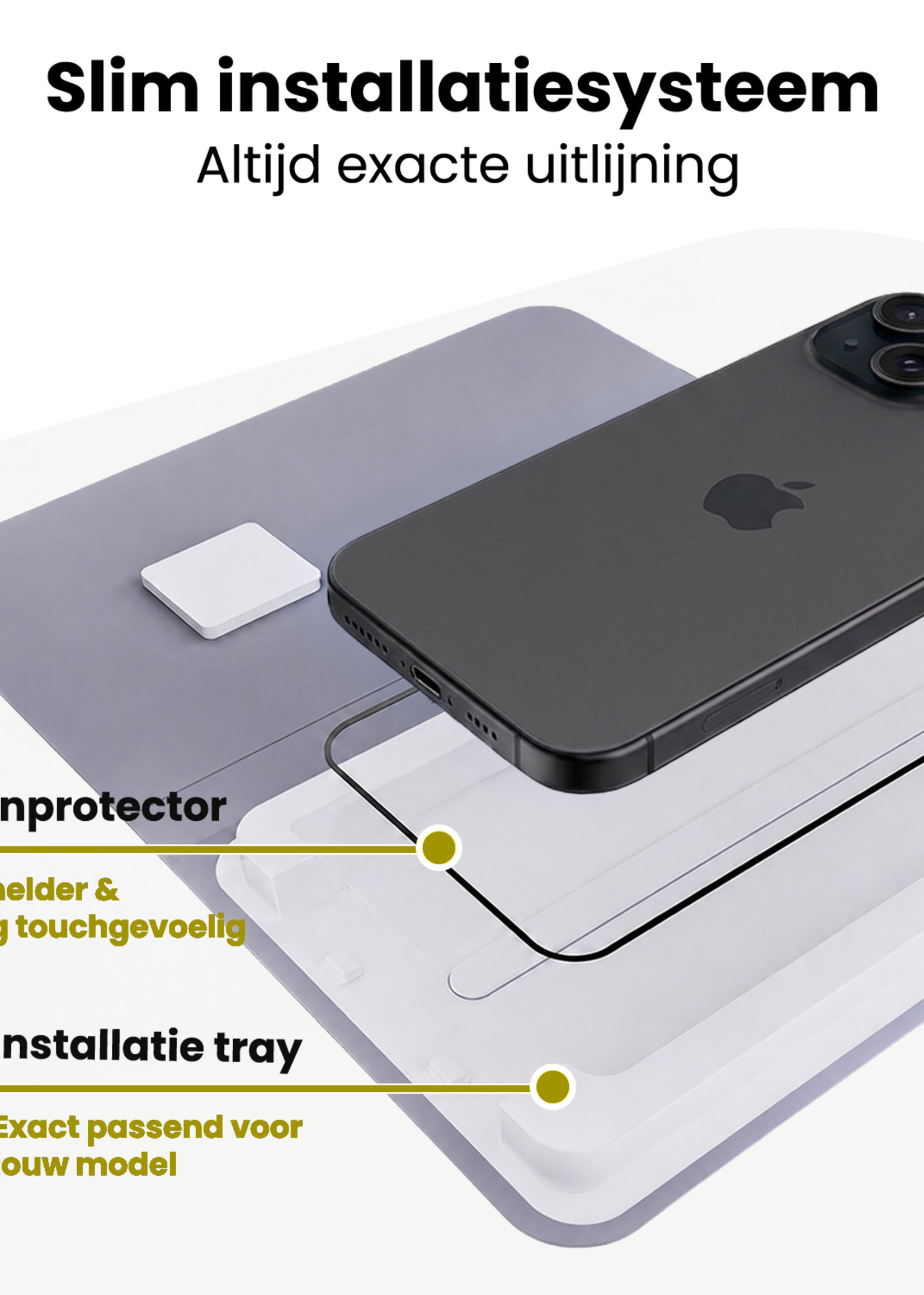 LUQ LUQ iPhone 15 Plus Screenprotector Perfect Fit Kit - 2 PACK