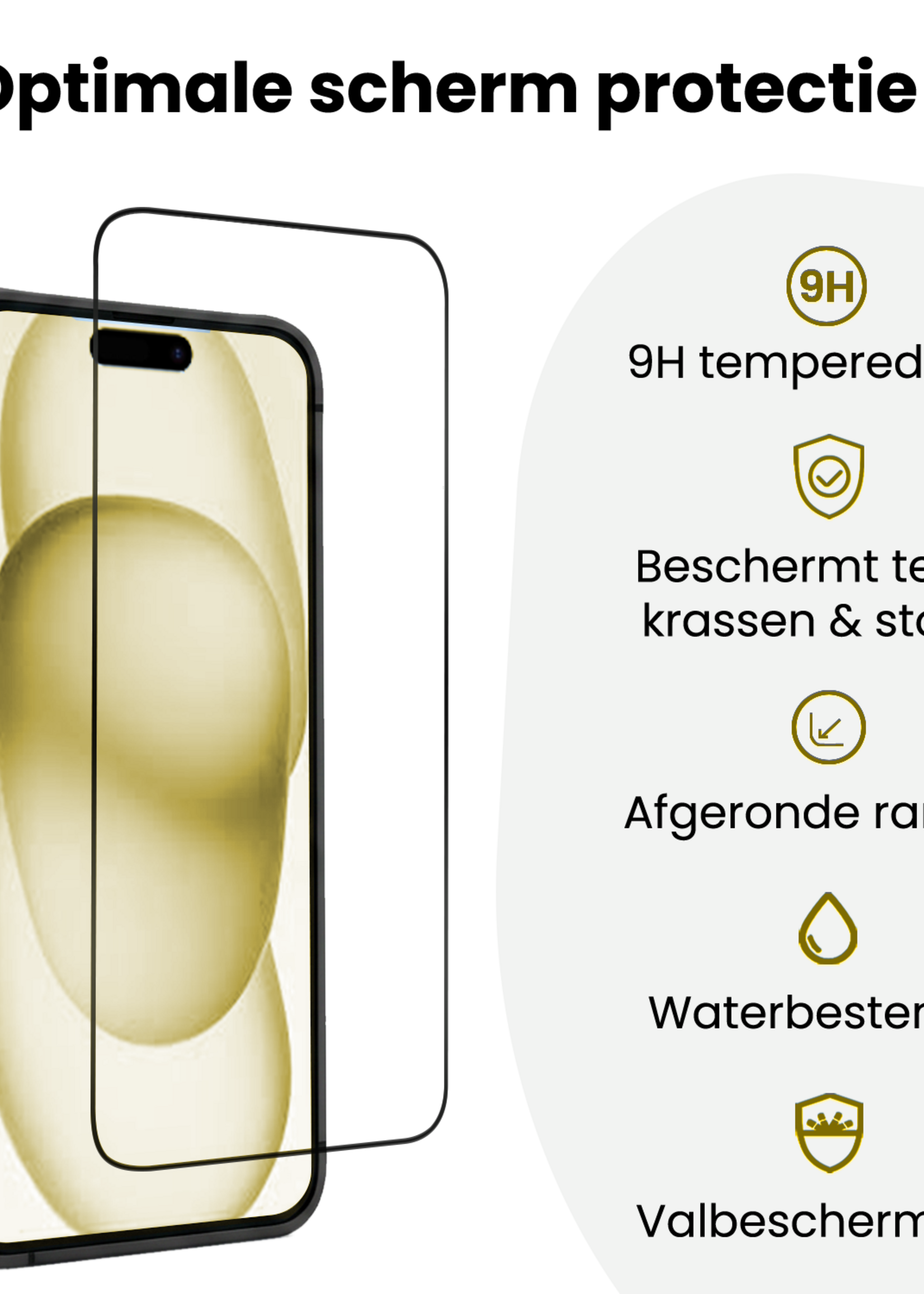 LUQ LUQ iPhone 15 Plus Screenprotector Perfect Fit Kit - 2 PACK