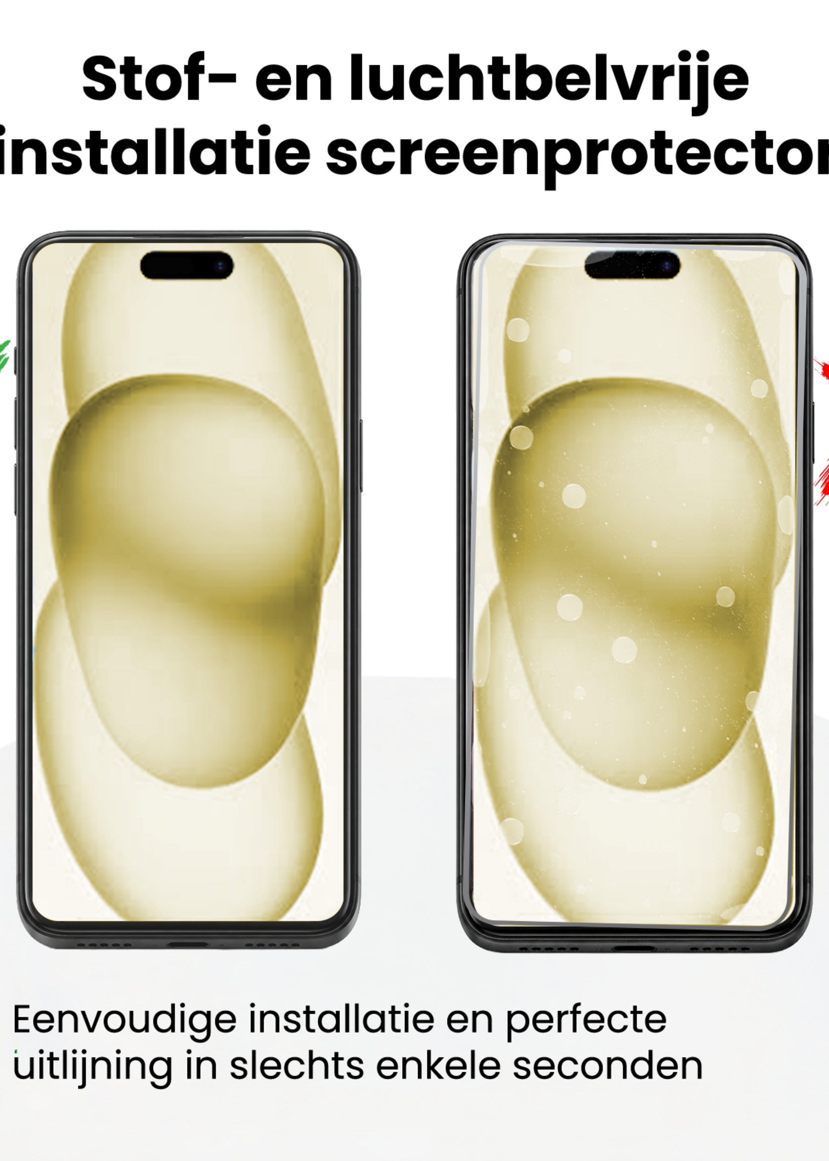 LUQ LUQ iPhone 15 Plus Screenprotector Perfect Fit Kit - 2 PACK