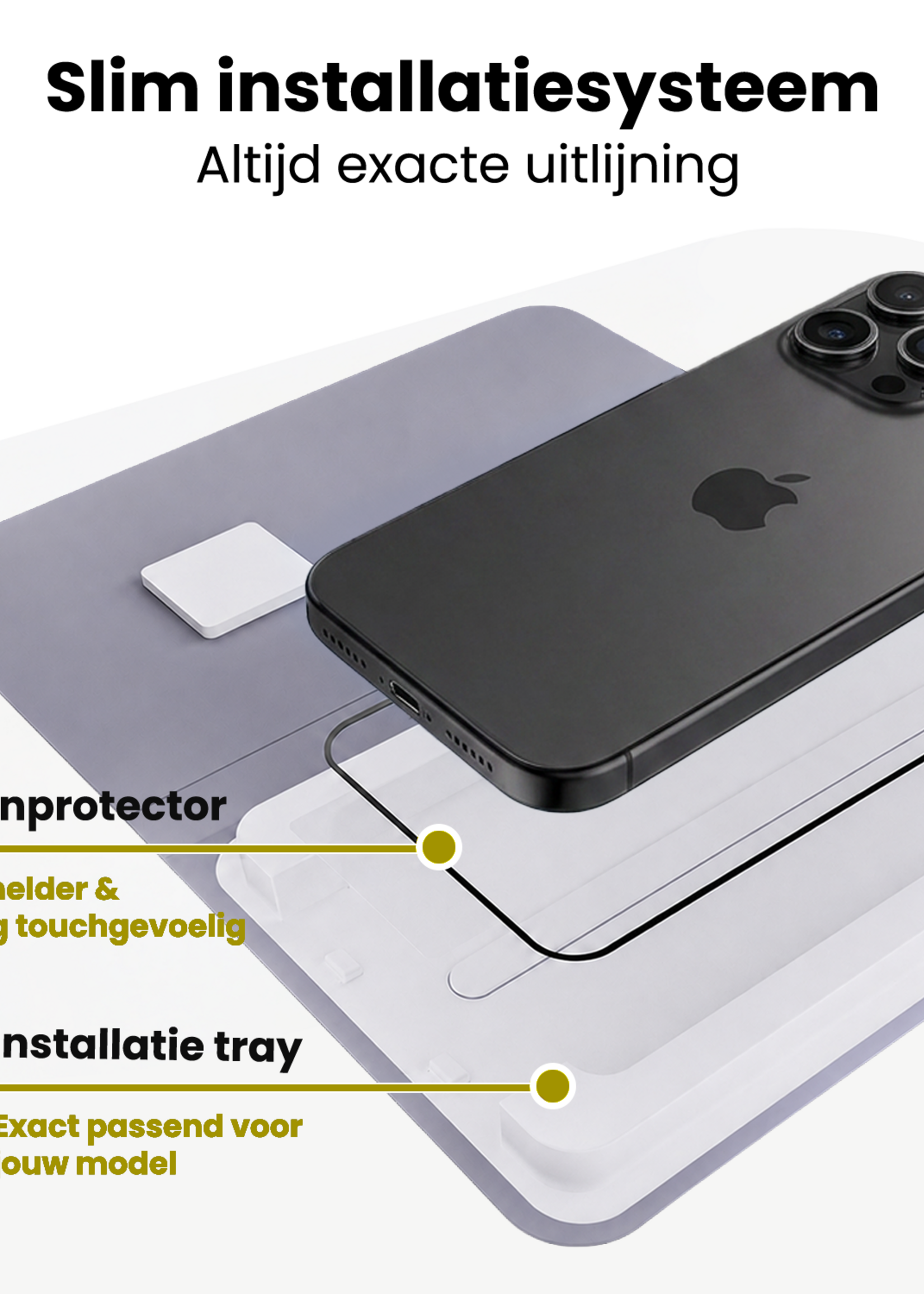 LUQ LUQ iPhone 15 Pro Screenprotector Perfect Fit Kit - 2 PACK