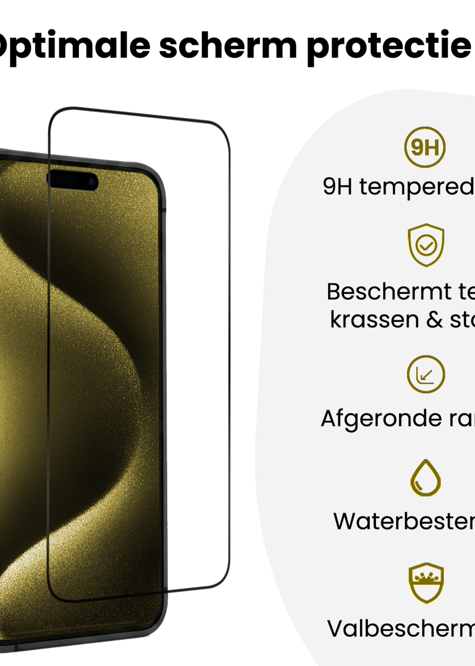 LUQ LUQ iPhone 15 Pro Max Screenprotector Perfect Fit Kit - 2 PACK