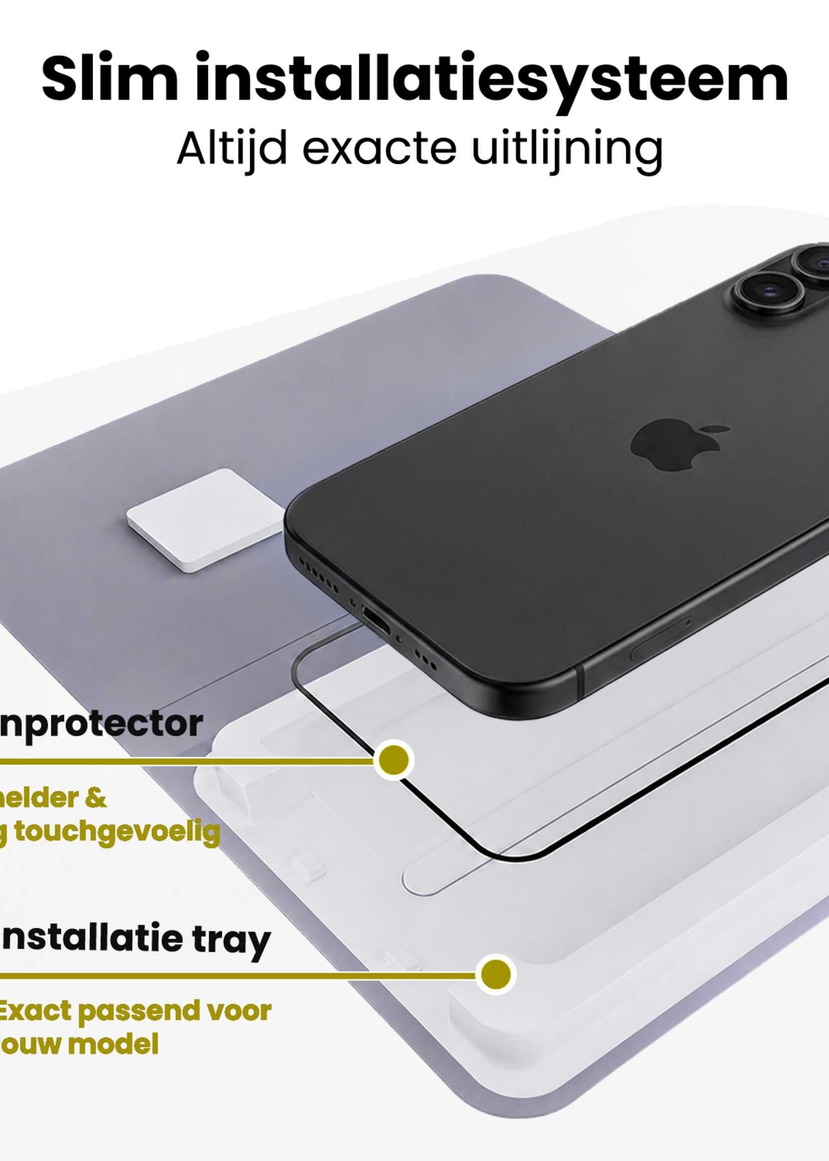 LUQ LUQ iPhone 16 Plus Screenprotector Perfect Fit Kit - 2 PACK