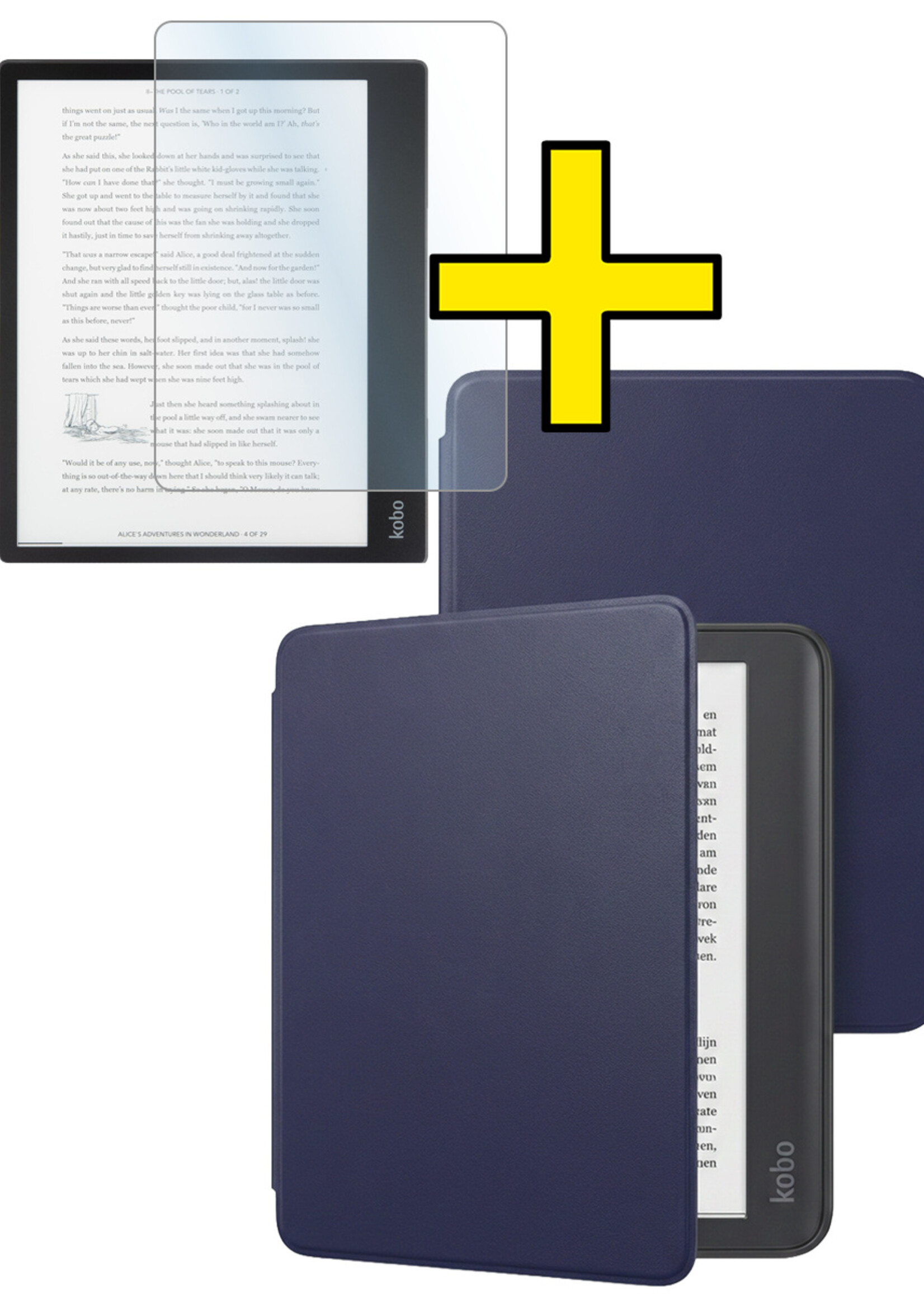 LUQ LUQ Kobo Elipsa 2E Hoesje Met Screenprotector - Donkerblauw