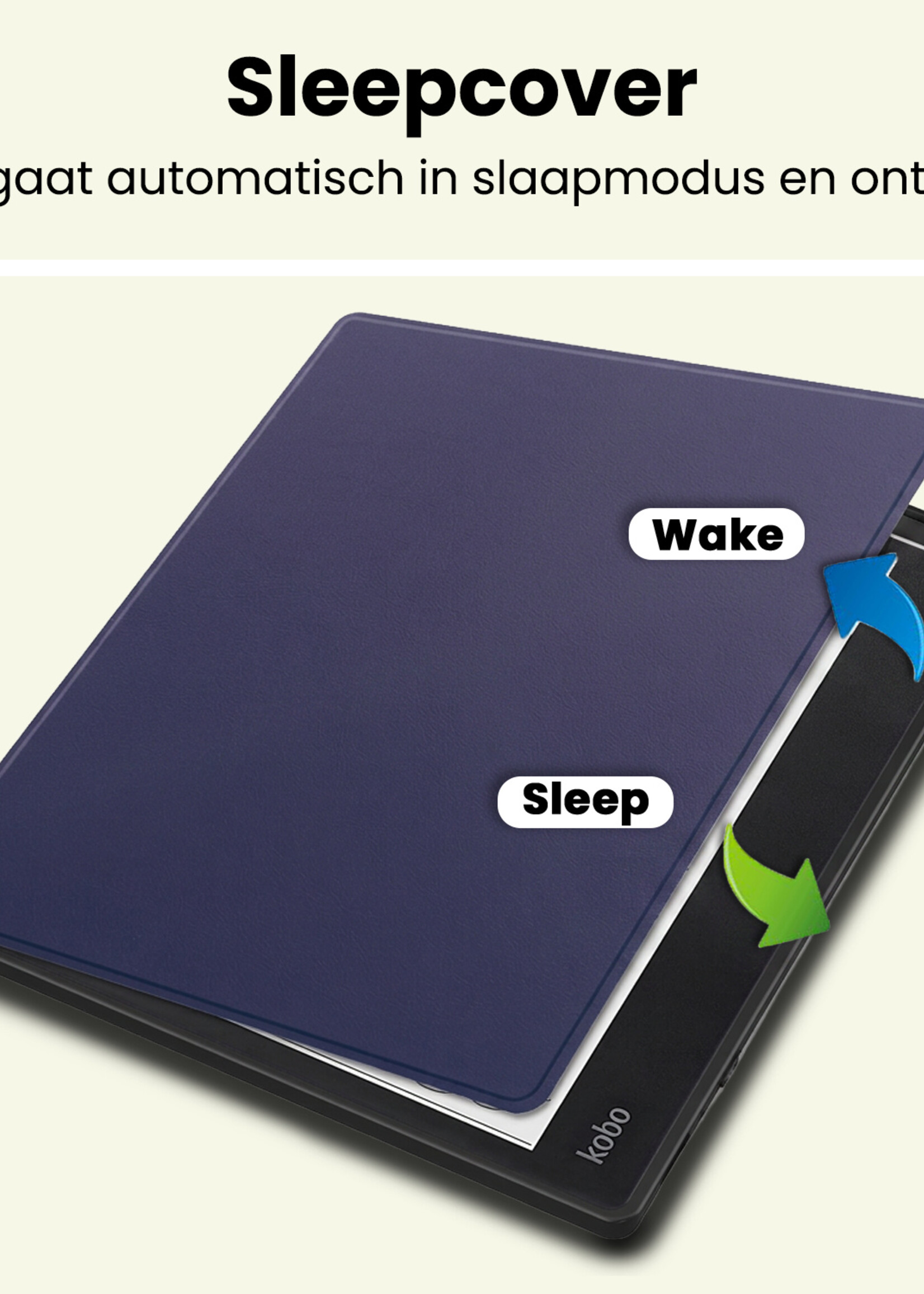 LUQ LUQ Kobo Elipsa 2E Hoesje Met Screenprotector - Donkerblauw