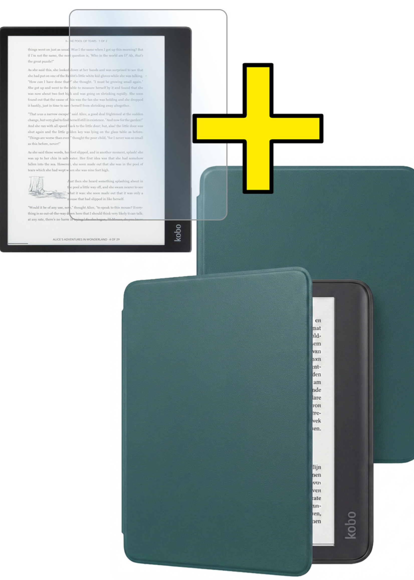 LUQ LUQ Kobo Elipsa 2E Hoesje Met Screenprotector - Donkergroen