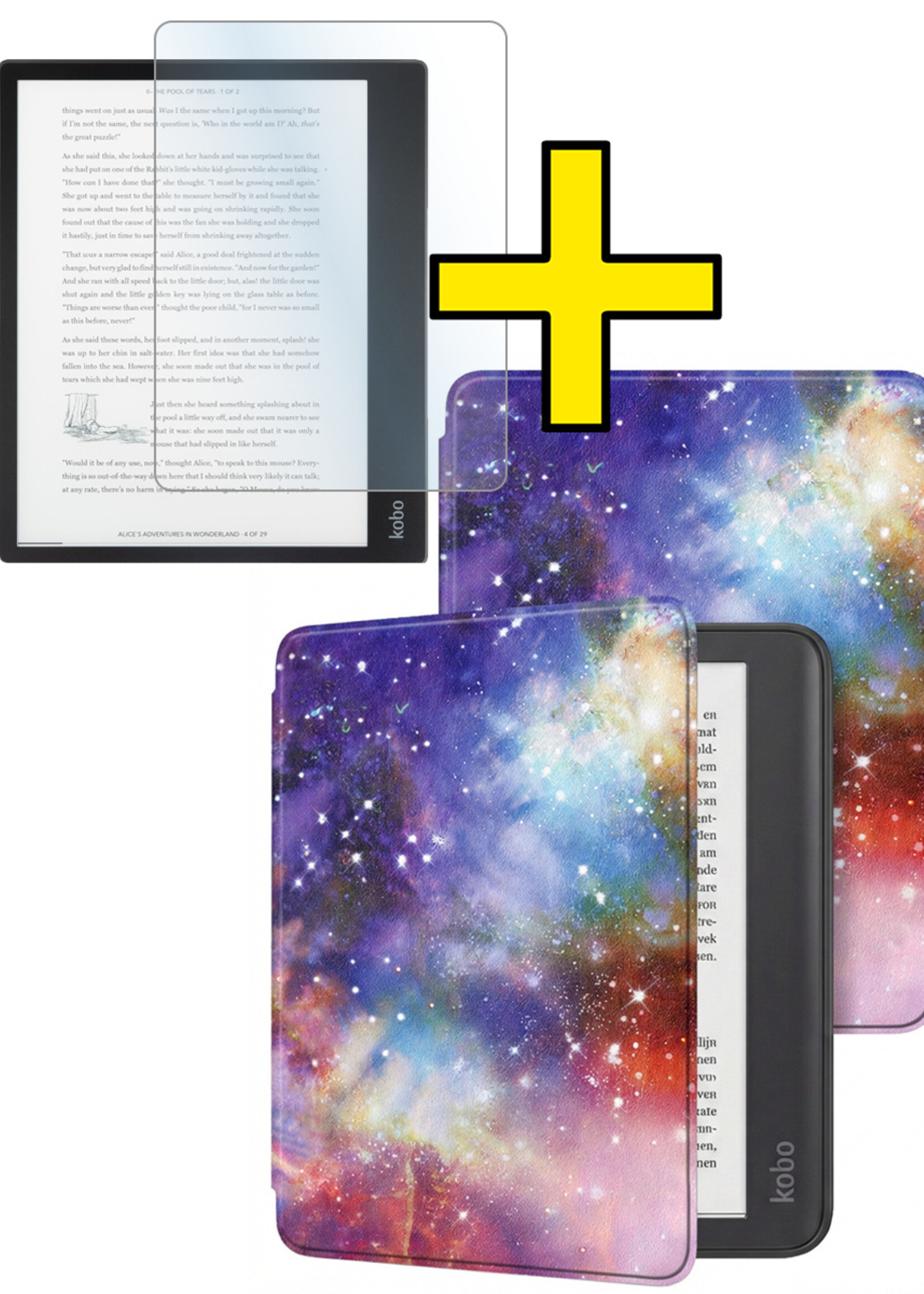 LUQ LUQ Kobo Elipsa 2E Hoesje Met Screenprotector - Galaxy