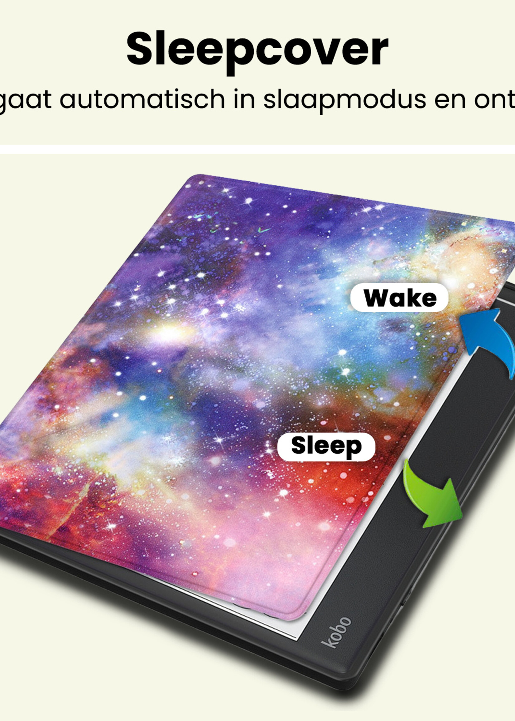 LUQ LUQ Kobo Elipsa 2E Hoesje Met Screenprotector - Galaxy