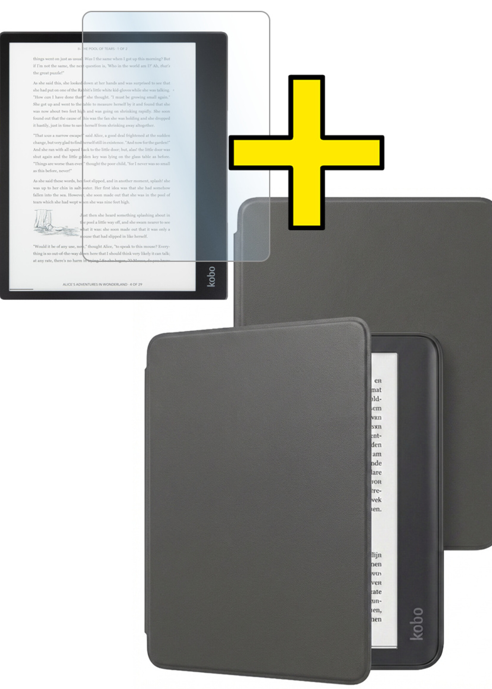 LUQ LUQ Kobo Elipsa 2E Hoesje Met Screenprotector - Grijs