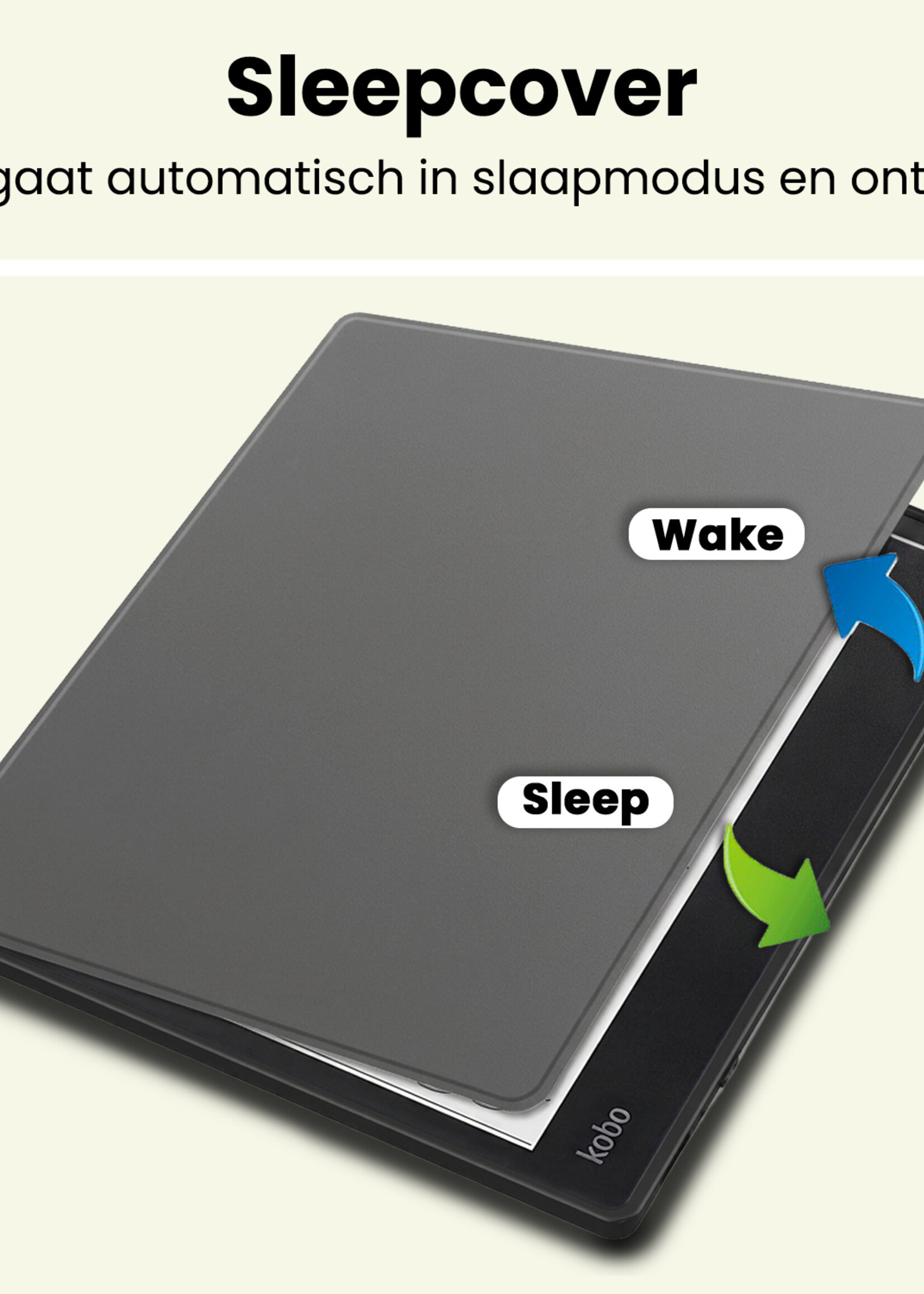 LUQ LUQ Kobo Elipsa 2E Hoesje Met Screenprotector - Grijs