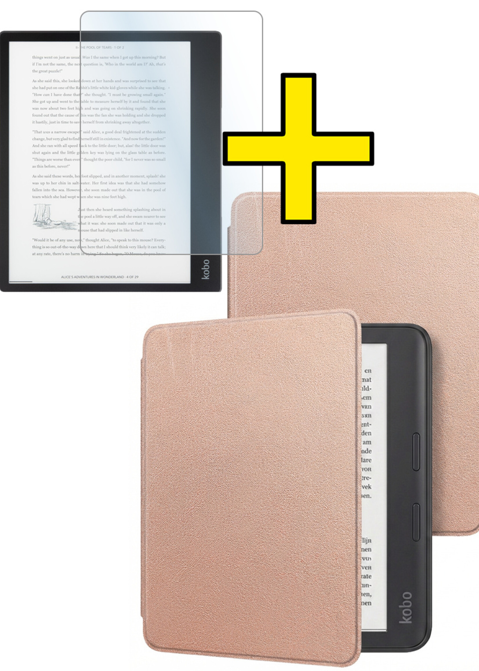 LUQ LUQ Kobo Elipsa 2E Hoesje Met Screenprotector - Rose Goud