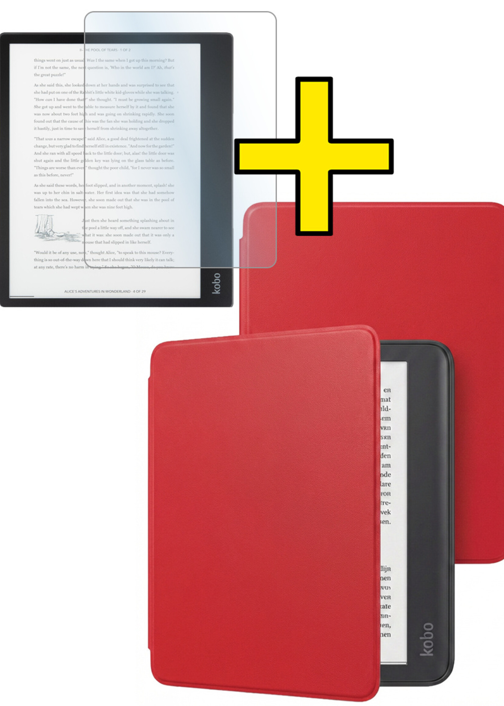 LUQ LUQ Kobo Elipsa 2E Hoesje Met Screenprotector - Rood