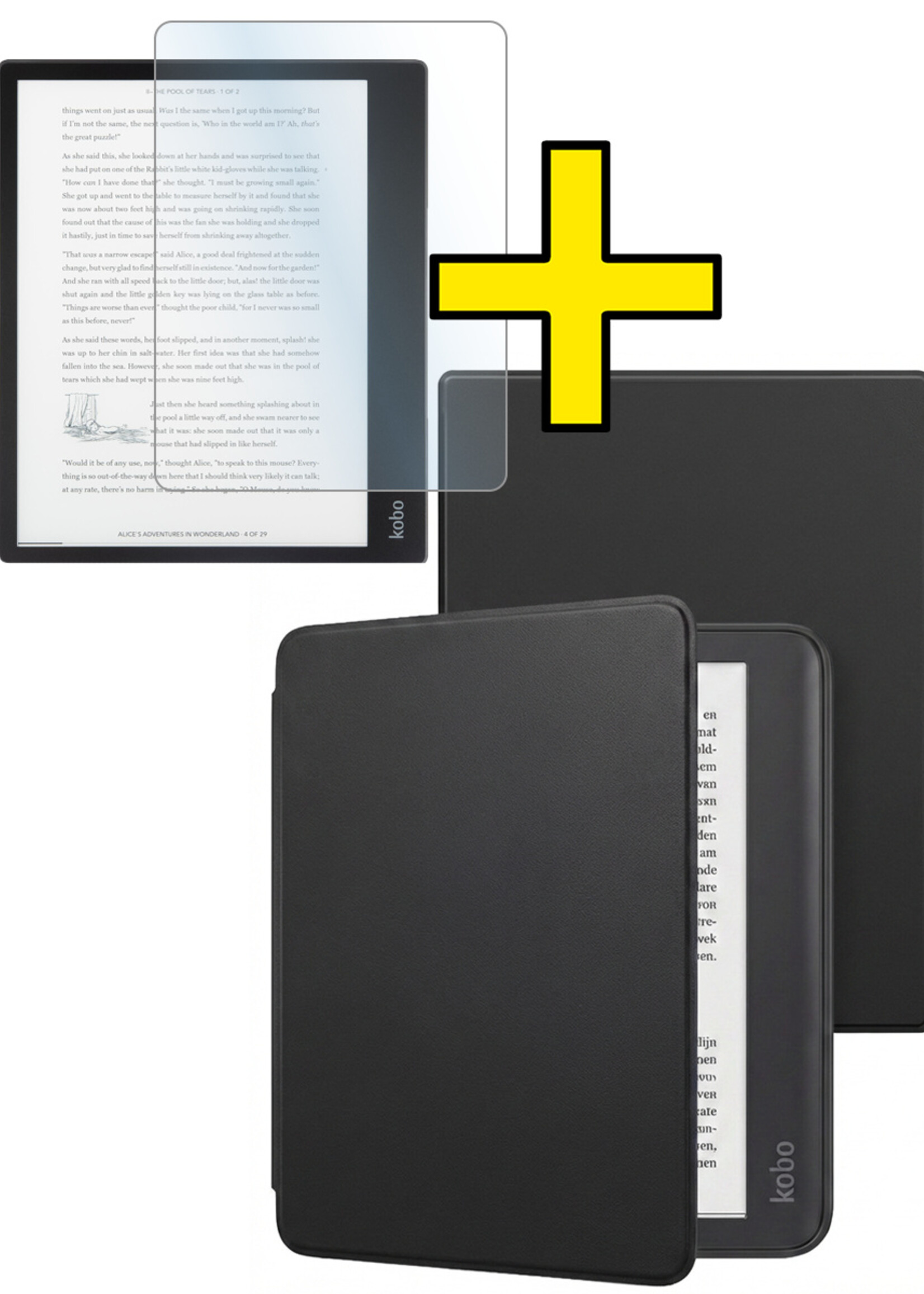 LUQ LUQ Kobo Elipsa 2E Hoesje Met Screenprotector - Zwart
