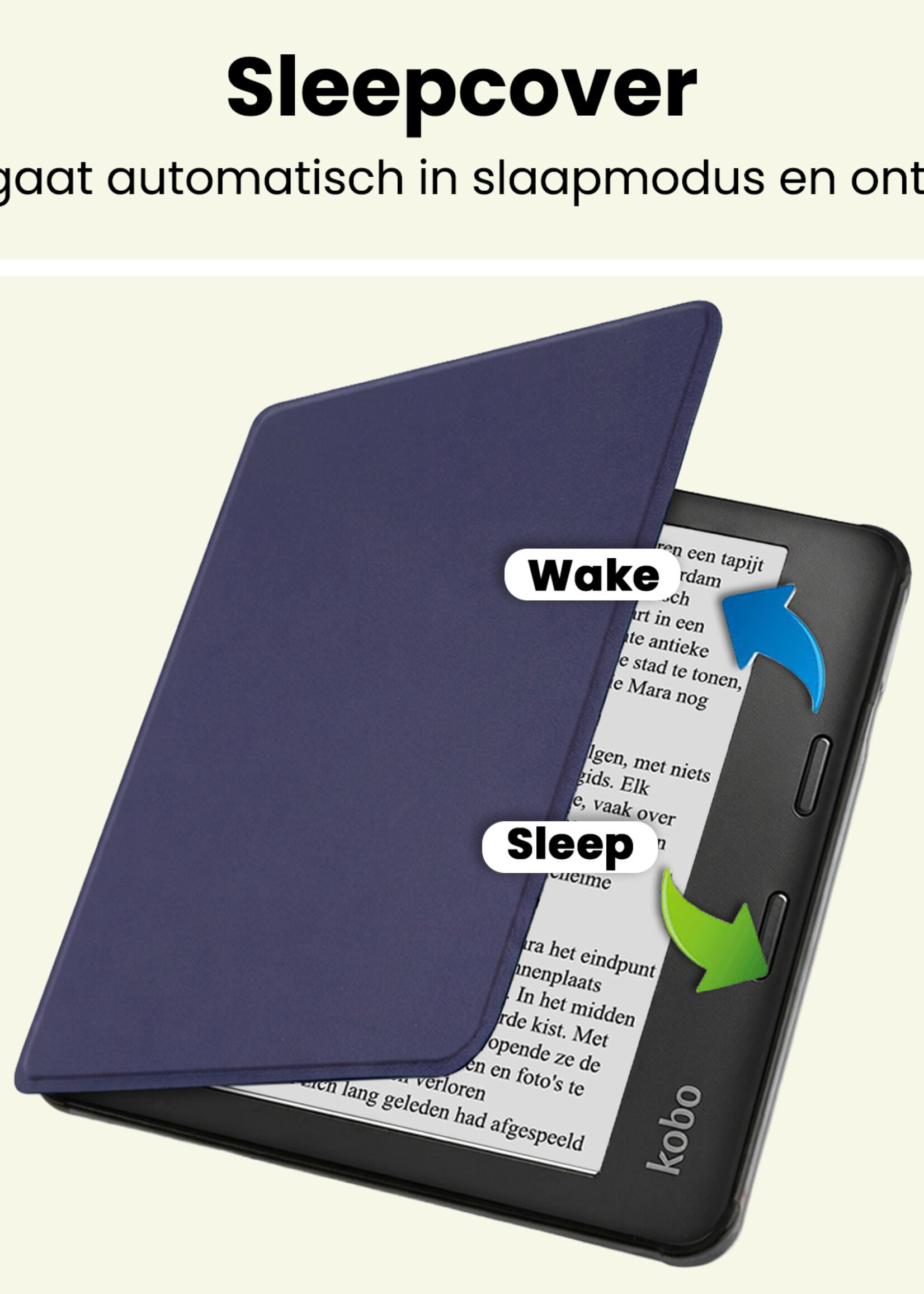 LUQ LUQ Kobo Libra 2 Hoesje Met Screenprotector - Donkerblauw