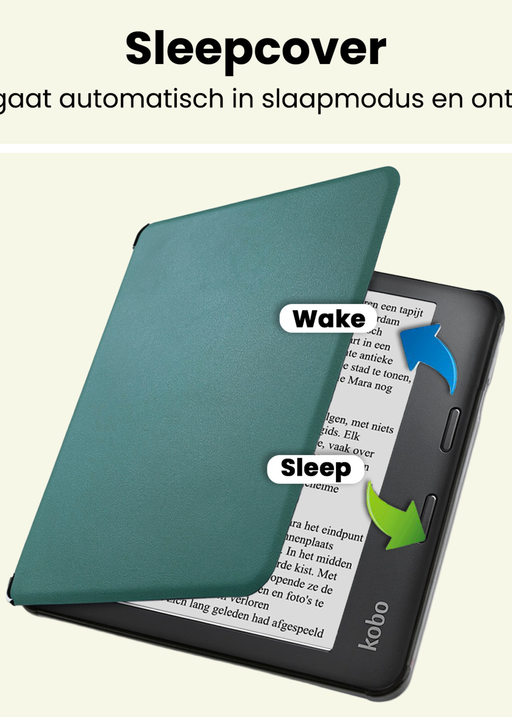LUQ LUQ Kobo Libra 2 Hoesje Met Screenprotector - Donkergroen