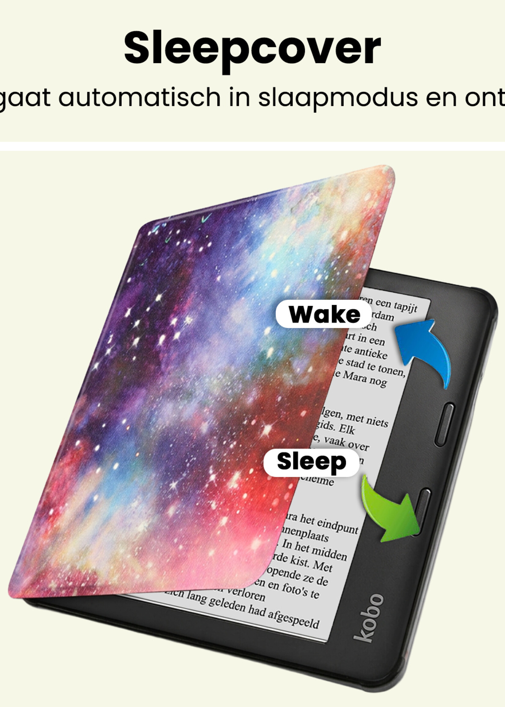 LUQ LUQ Kobo Libra 2 Hoesje Met Screenprotector - Galaxy
