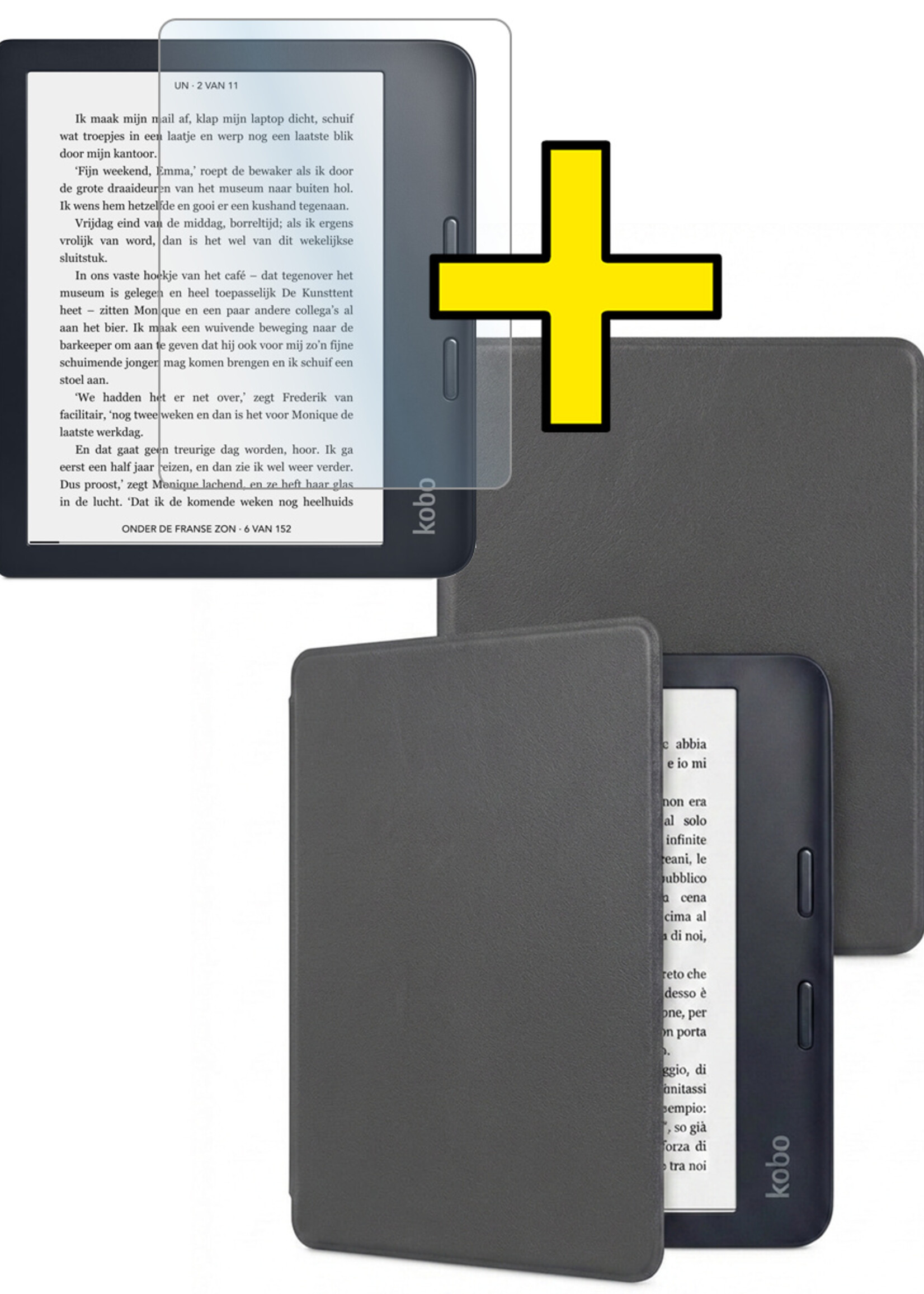LUQ LUQ Kobo Libra 2 Hoesje Met Screenprotector - Grijs