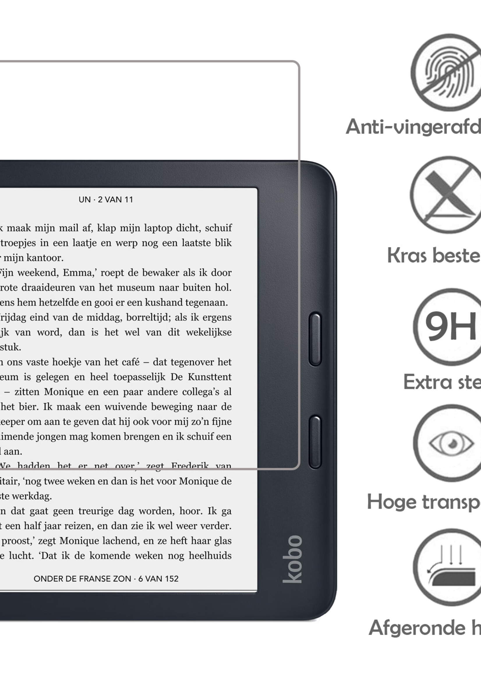 LUQ LUQ Kobo Libra 2 Hoesje Met Screenprotector - Zwart