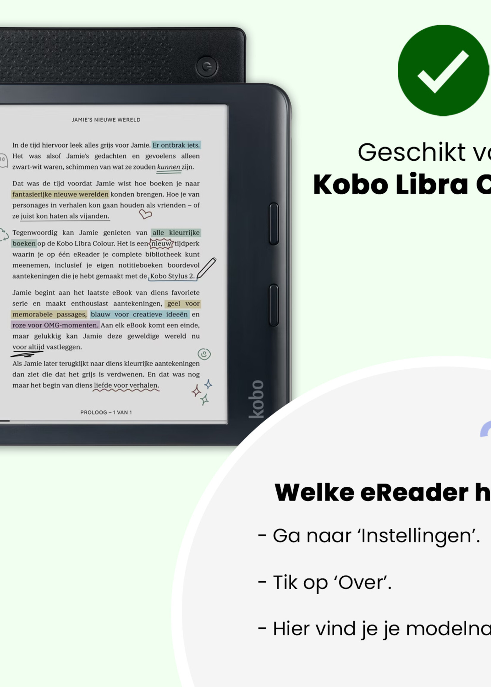 LUQ LUQ Kobo Libra Colour Hoesje Met Screenprotector - Roze