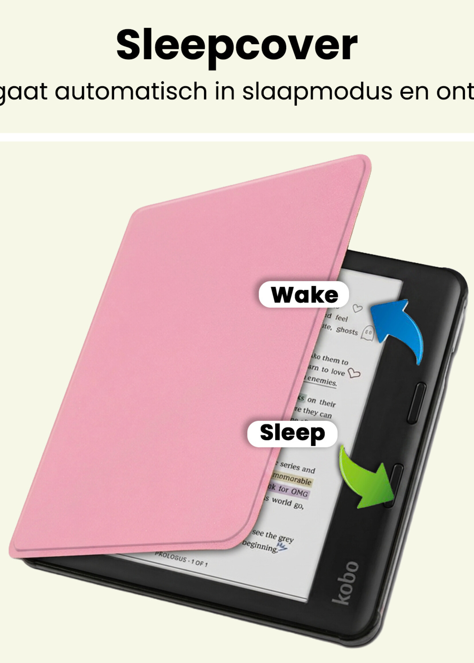 LUQ LUQ Kobo Libra Colour Hoesje Met Screenprotector - Roze