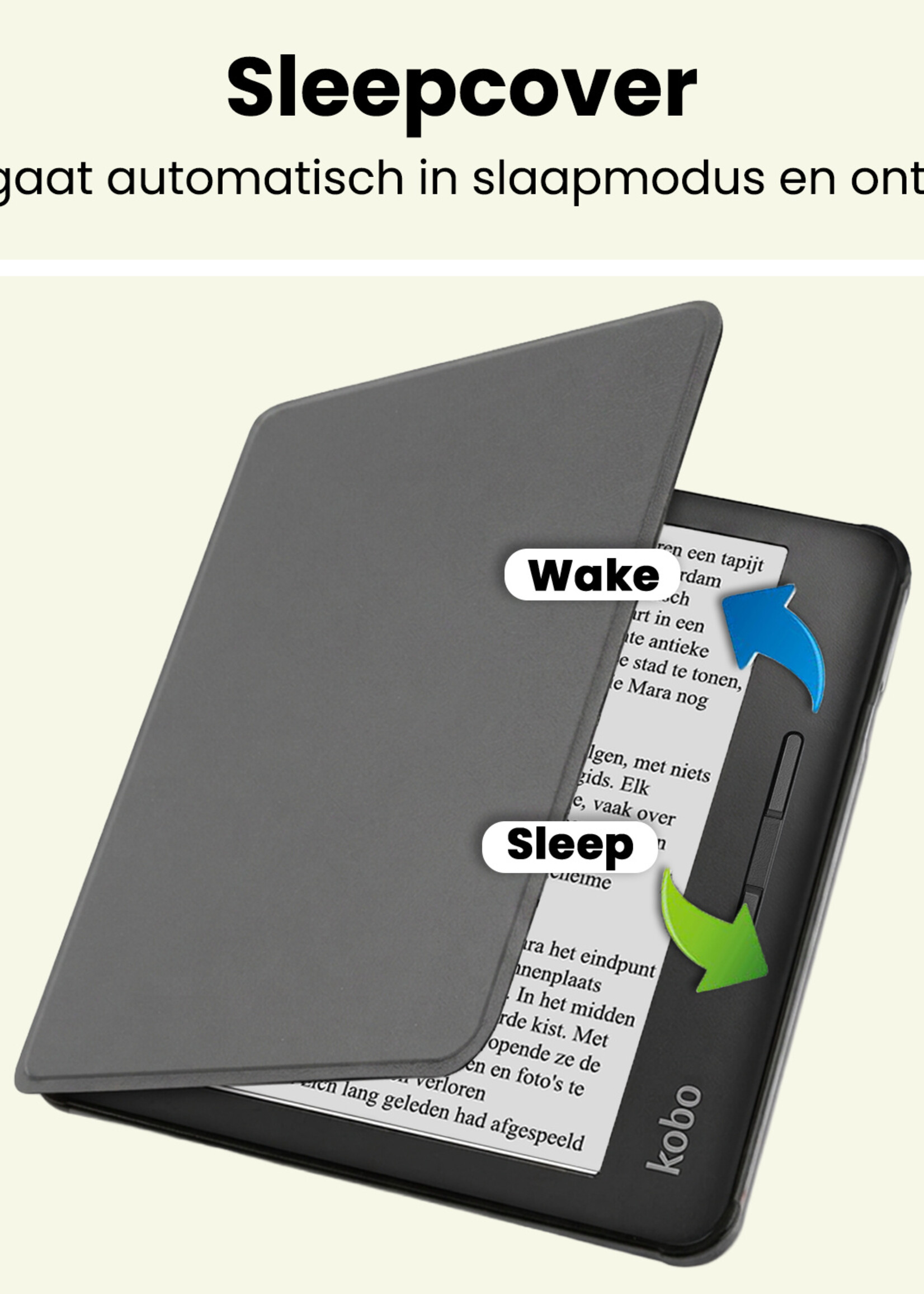 LUQ LUQ Kobo Libra H2O Hoesje Met Screenprotector - Grijs