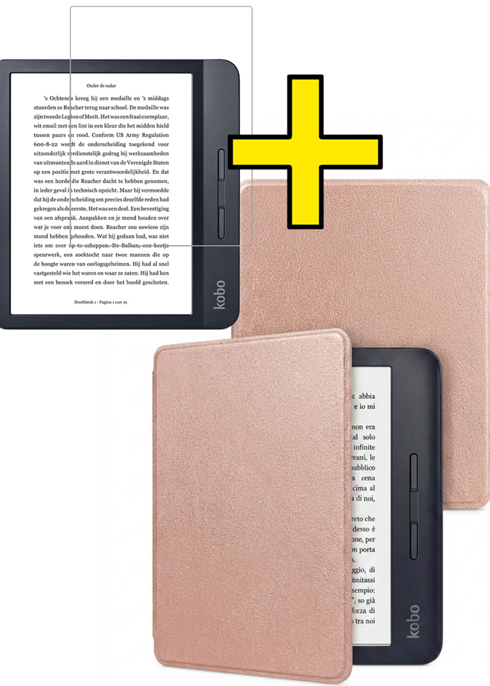LUQ LUQ Kobo Libra H2O Hoesje Met Screenprotector - Rose Goud