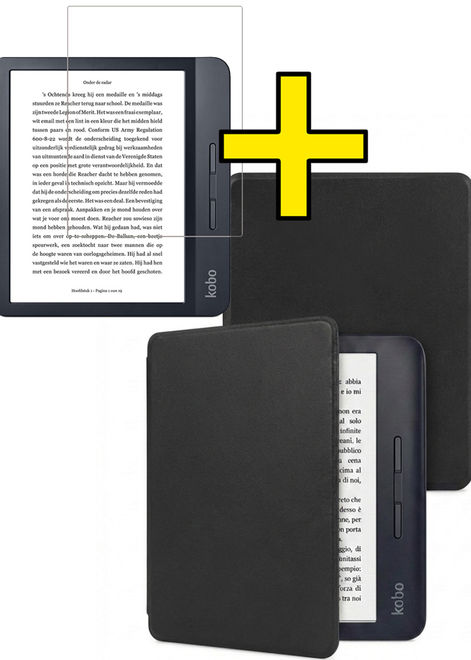 LUQ LUQ Kobo Libra H2O Hoesje Met Screenprotector - Zwart