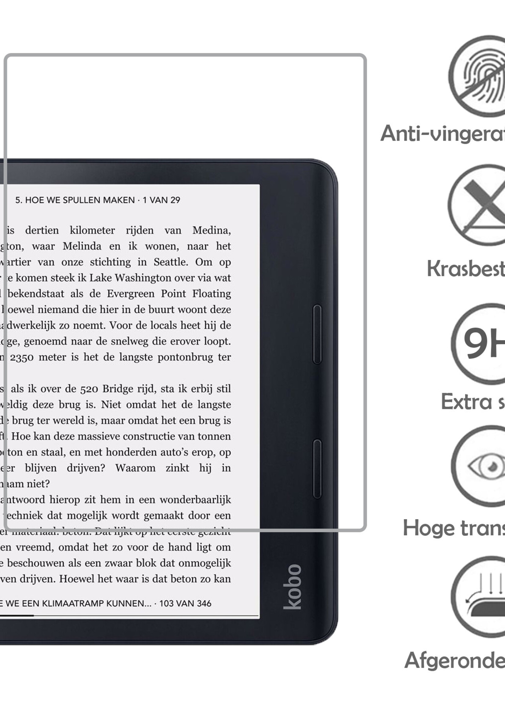 LUQ LUQ Kobo Sage Hoesje Met Screenprotector - Donkergroen