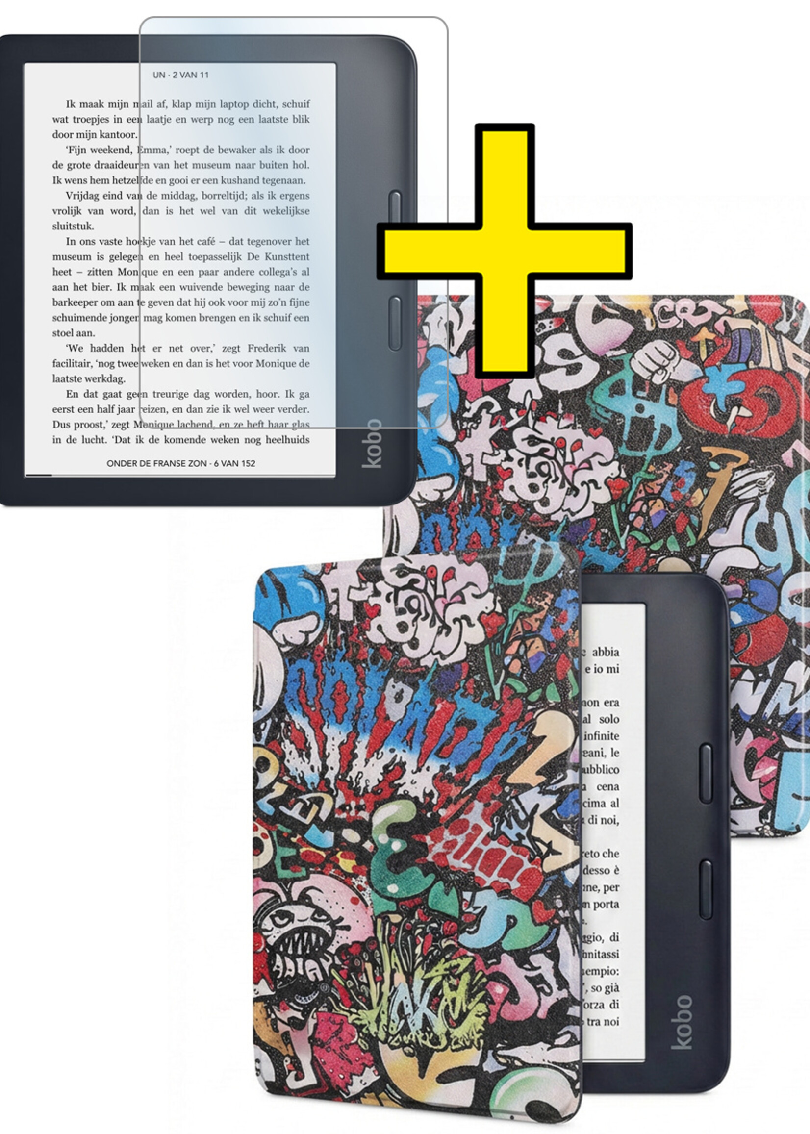 LUQ LUQ Kobo Sage Hoesje Met Screenprotector - Graffity