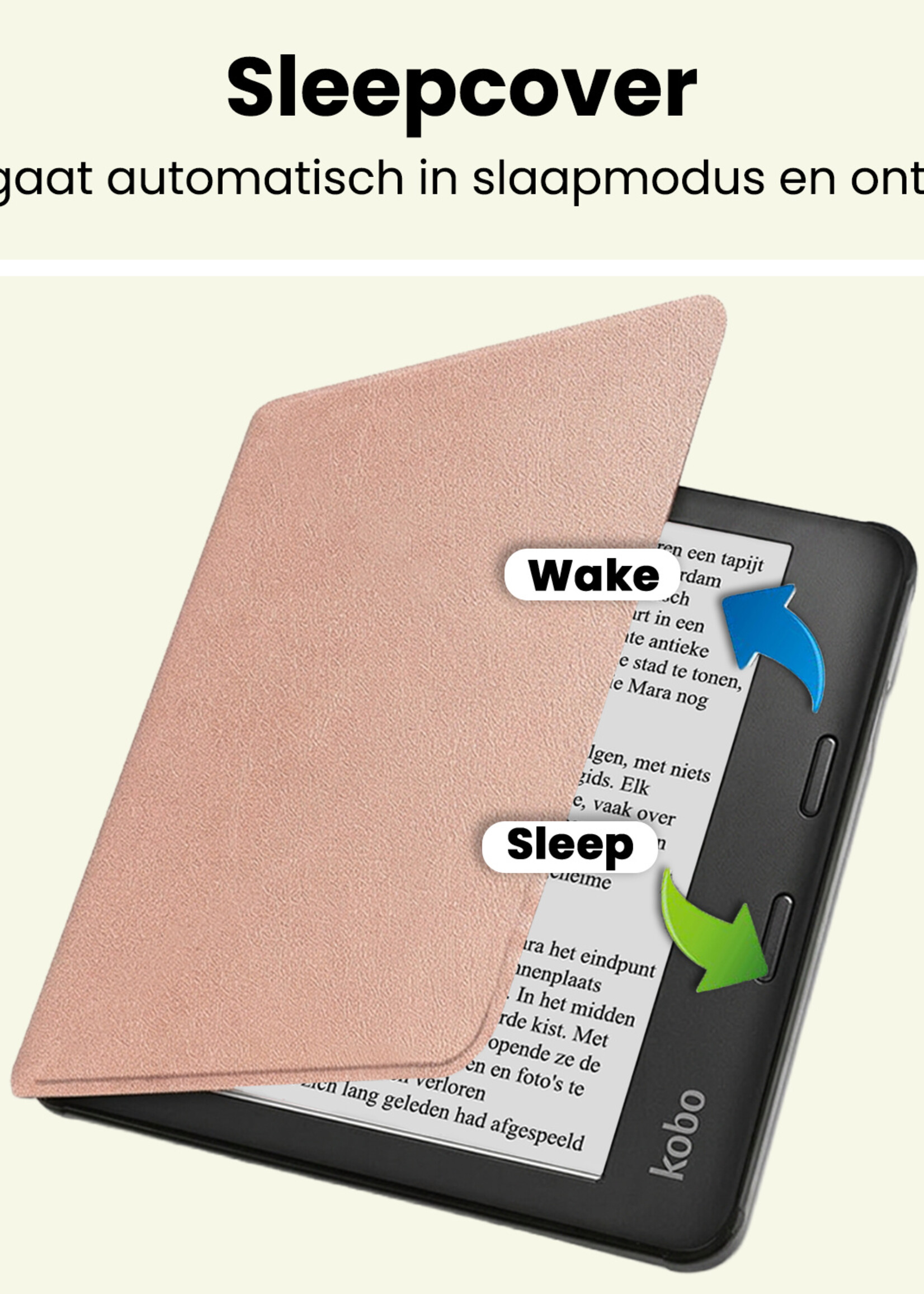 LUQ LUQ Kobo Sage Hoesje Met Screenprotector - Rose Goud