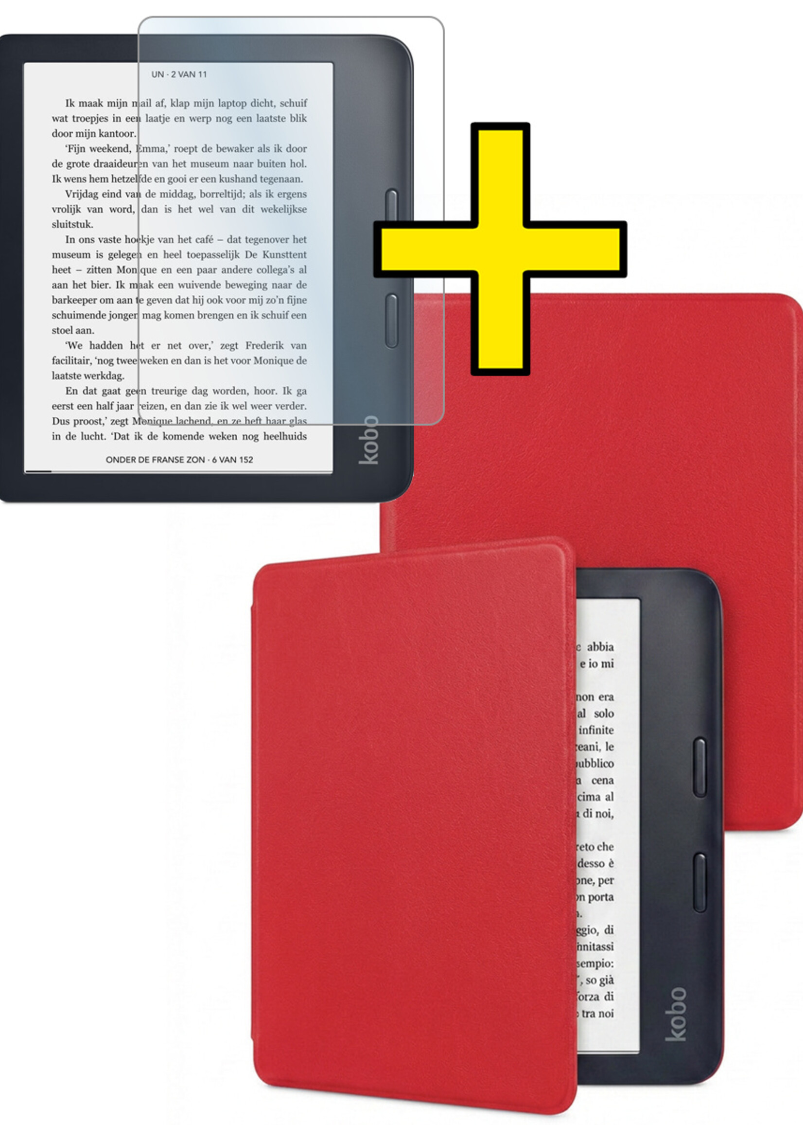 LUQ LUQ Kobo Sage Hoesje Met Screenprotector - Rood