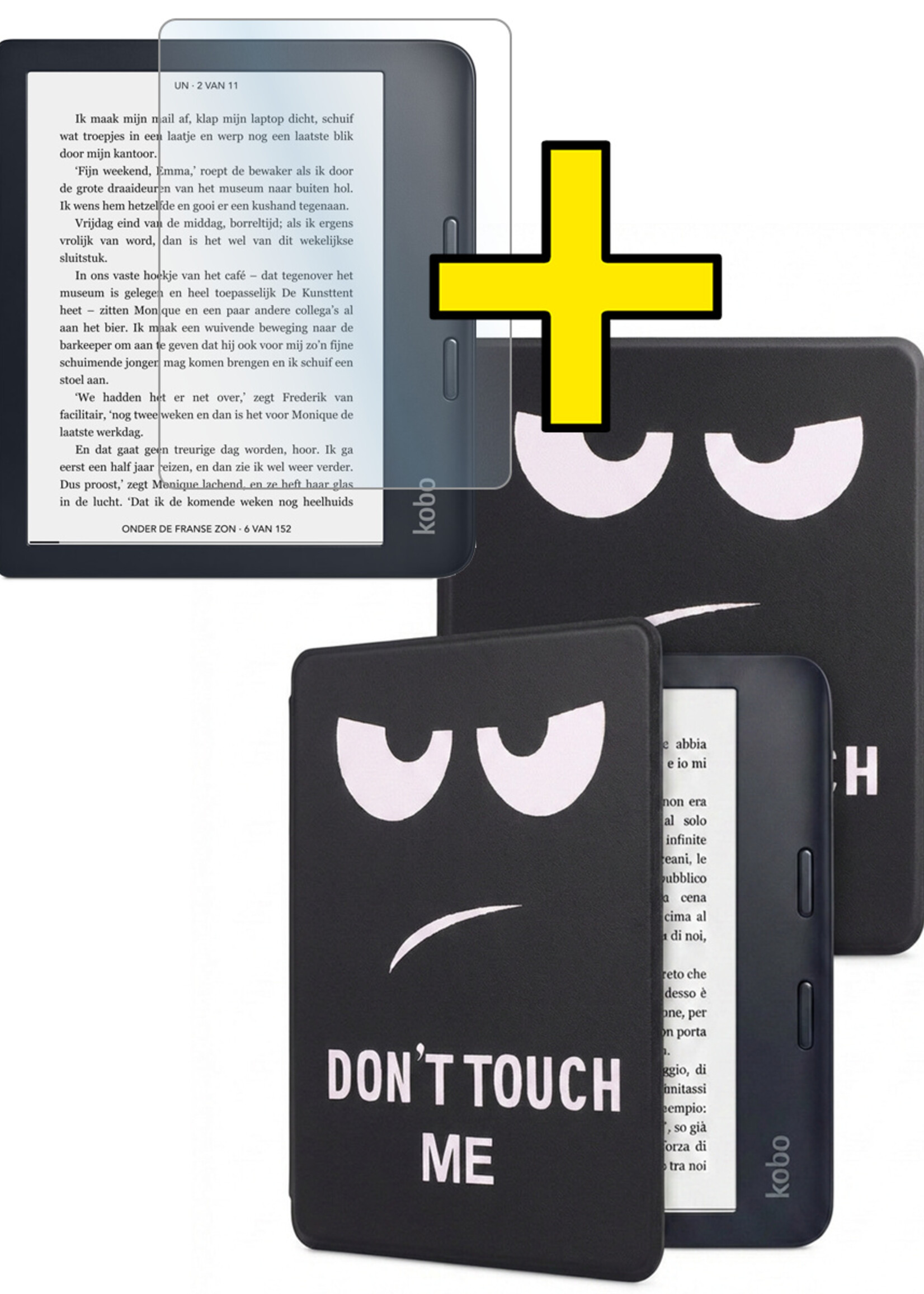 LUQ LUQ Kobo Sage Hoesje Met Screenprotector - Don't Touch Me