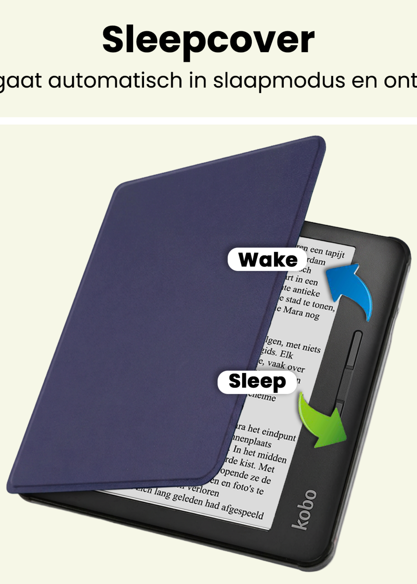 LUQ LUQ Kobo Libra H2O Hoesje Met Screenprotector - Donkerblauw