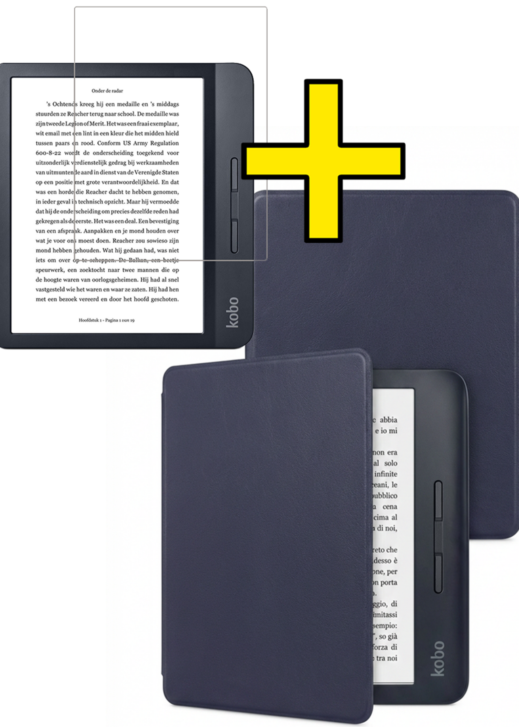 LUQ LUQ Kobo Libra H2O Hoesje Met Screenprotector - Donkerblauw