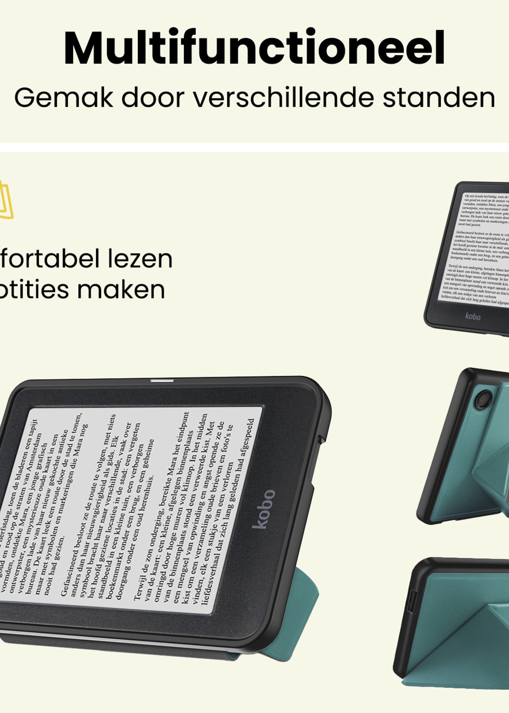 LUQ LUQ Kobo Clara 2E Hoesje Trifold - Donkergroen