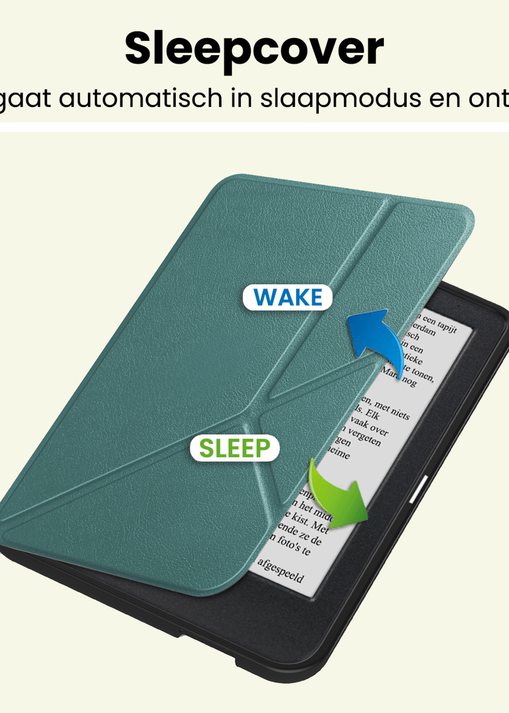 LUQ LUQ Kobo Clara 2E Hoesje Trifold - Donkergroen