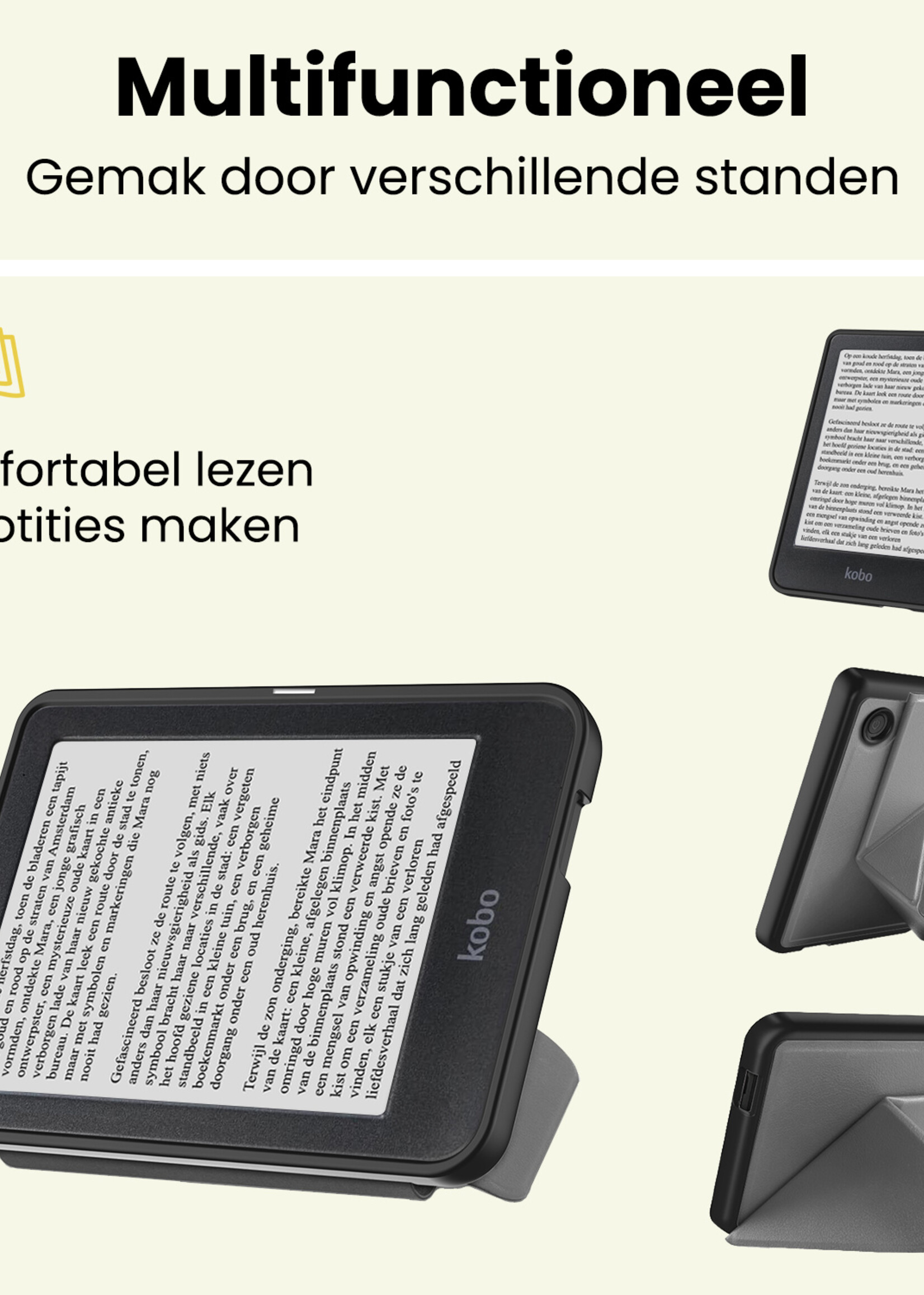 LUQ LUQ Kobo Clara 2E Hoesje Trifold - Grijs