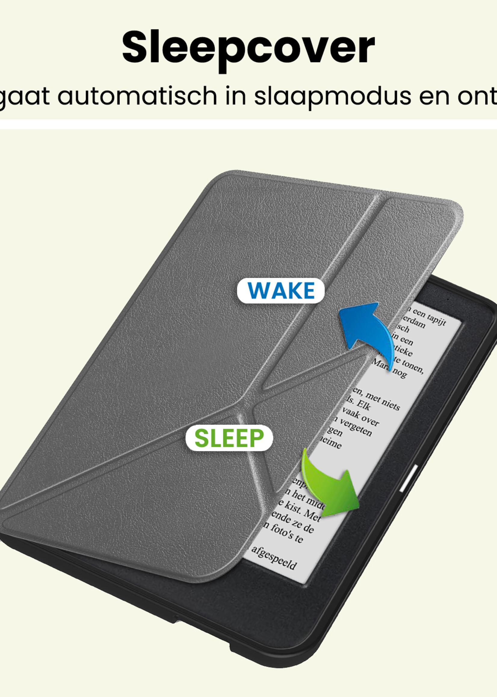 LUQ LUQ Kobo Clara 2E Hoesje Trifold - Grijs