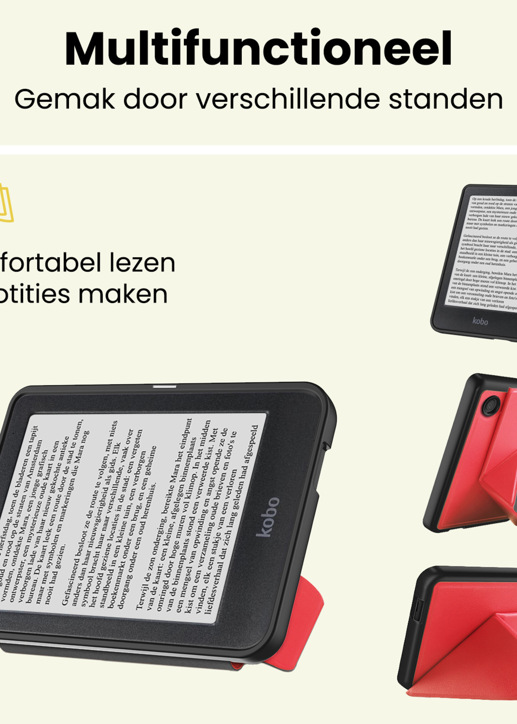 LUQ LUQ Kobo Clara 2E Hoesje Trifold - Rood