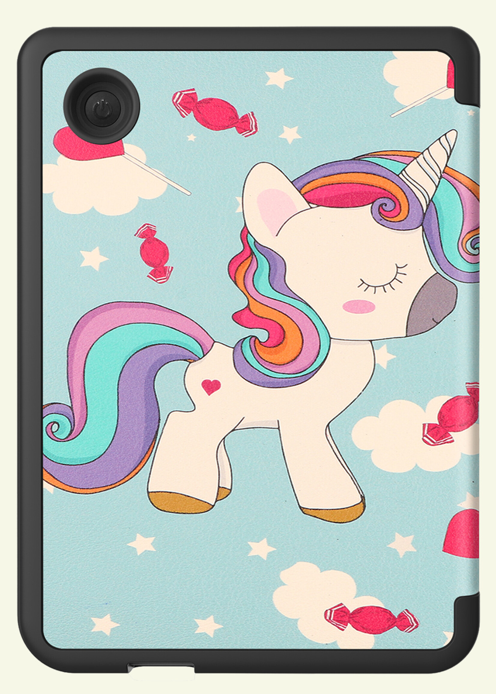 LUQ LUQ Kobo Clara 2E Hoesje Trifold Met Screenprotector - Eenhoorn