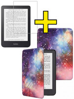 LUQ LUQ Kobo Clara 2E Hoesje Trifold Met Screenprotector - Galaxy